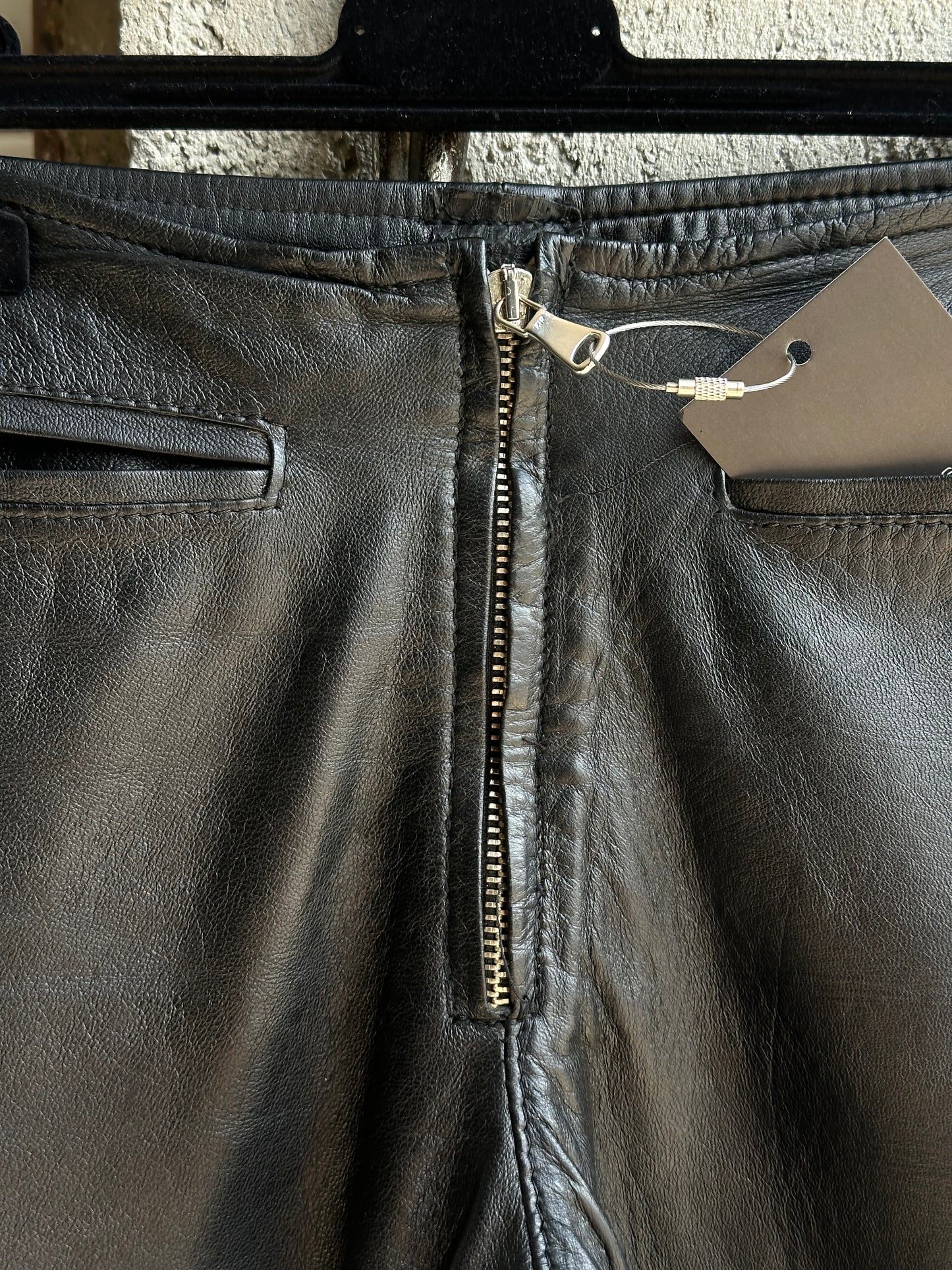 JESUS LEATHER FLARED PANTS