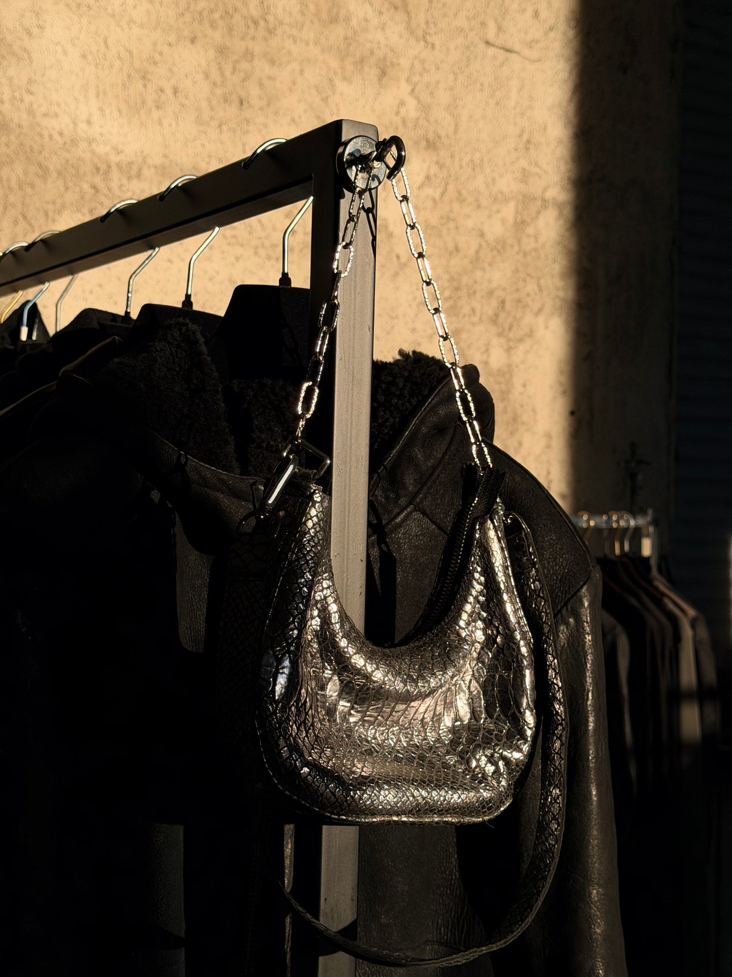 ALEKSANDER CECCO SNAKE SKIN SILVER MINI BAG