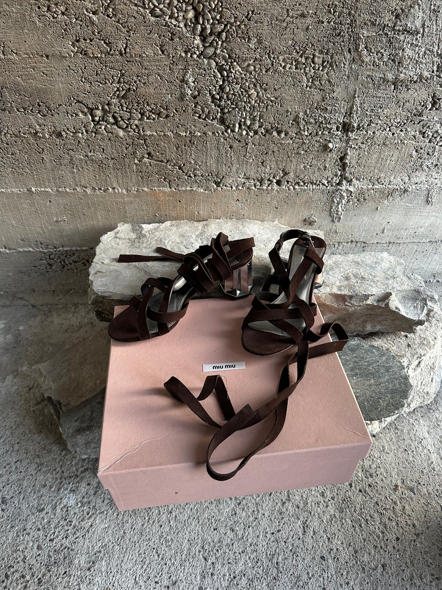 MIU MIU GLADIATOR SUEDE SANDALS