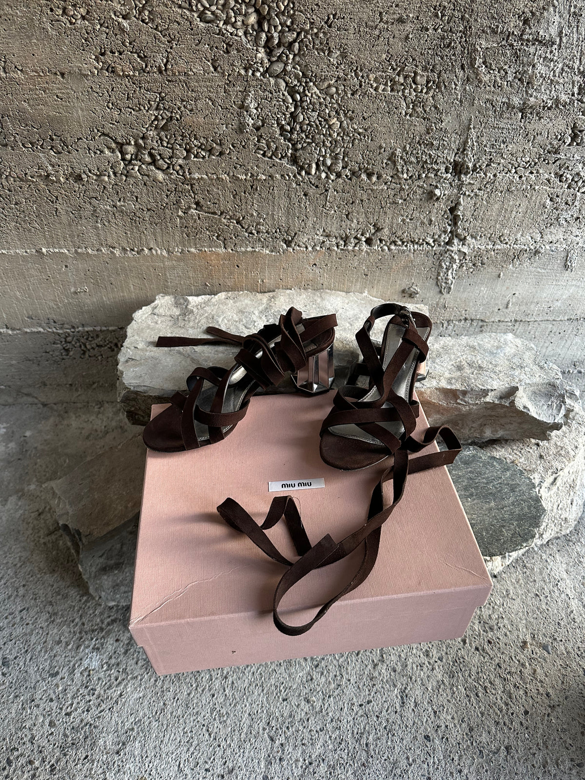 MIU MIU GLADIATOR SUEDE SANDALS