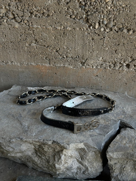 DOLCE & GABBANA LEATHER CHAIN BELT