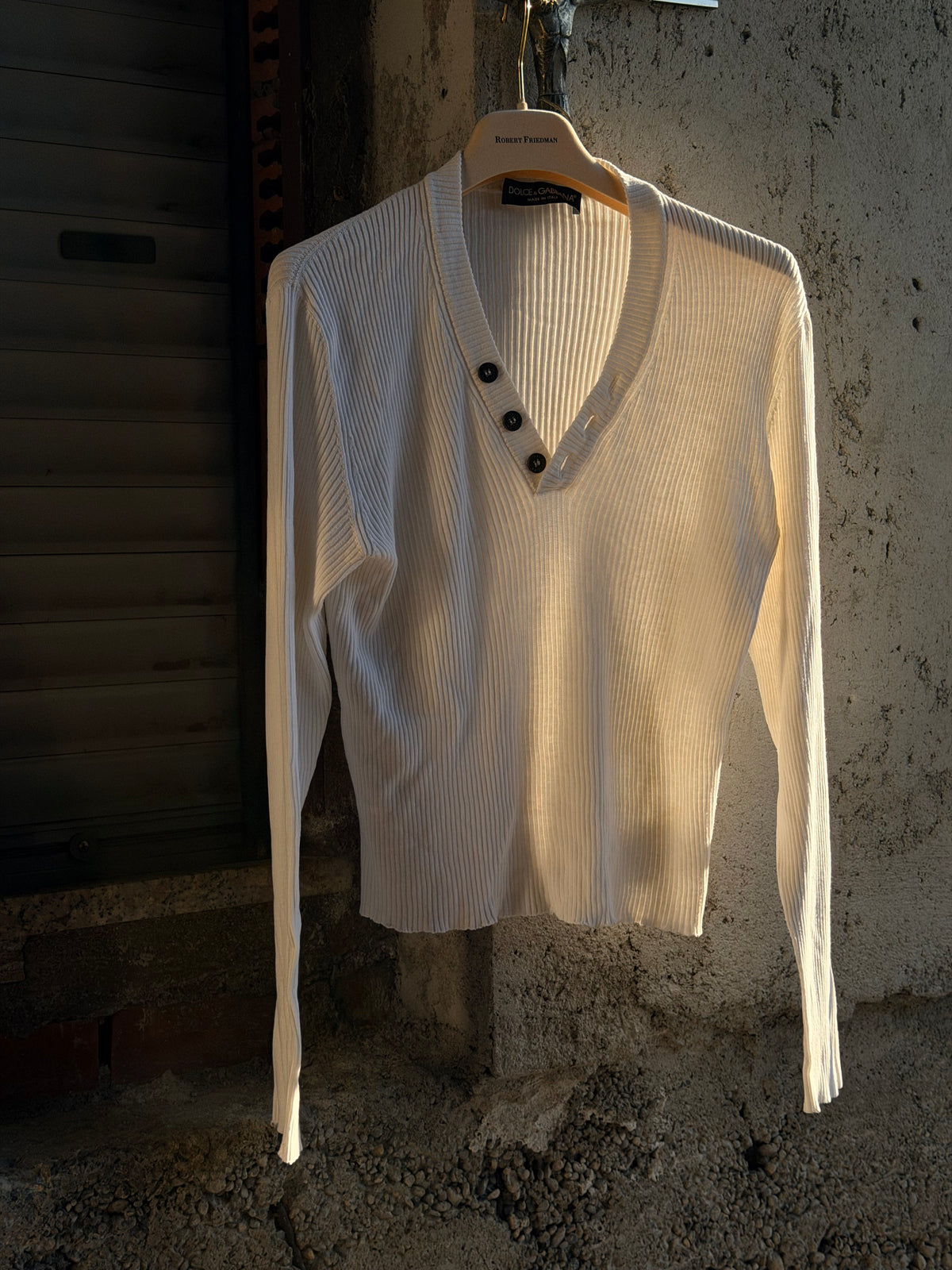 DOLCE & GABBANA BUTTON V-NECK SWEATER