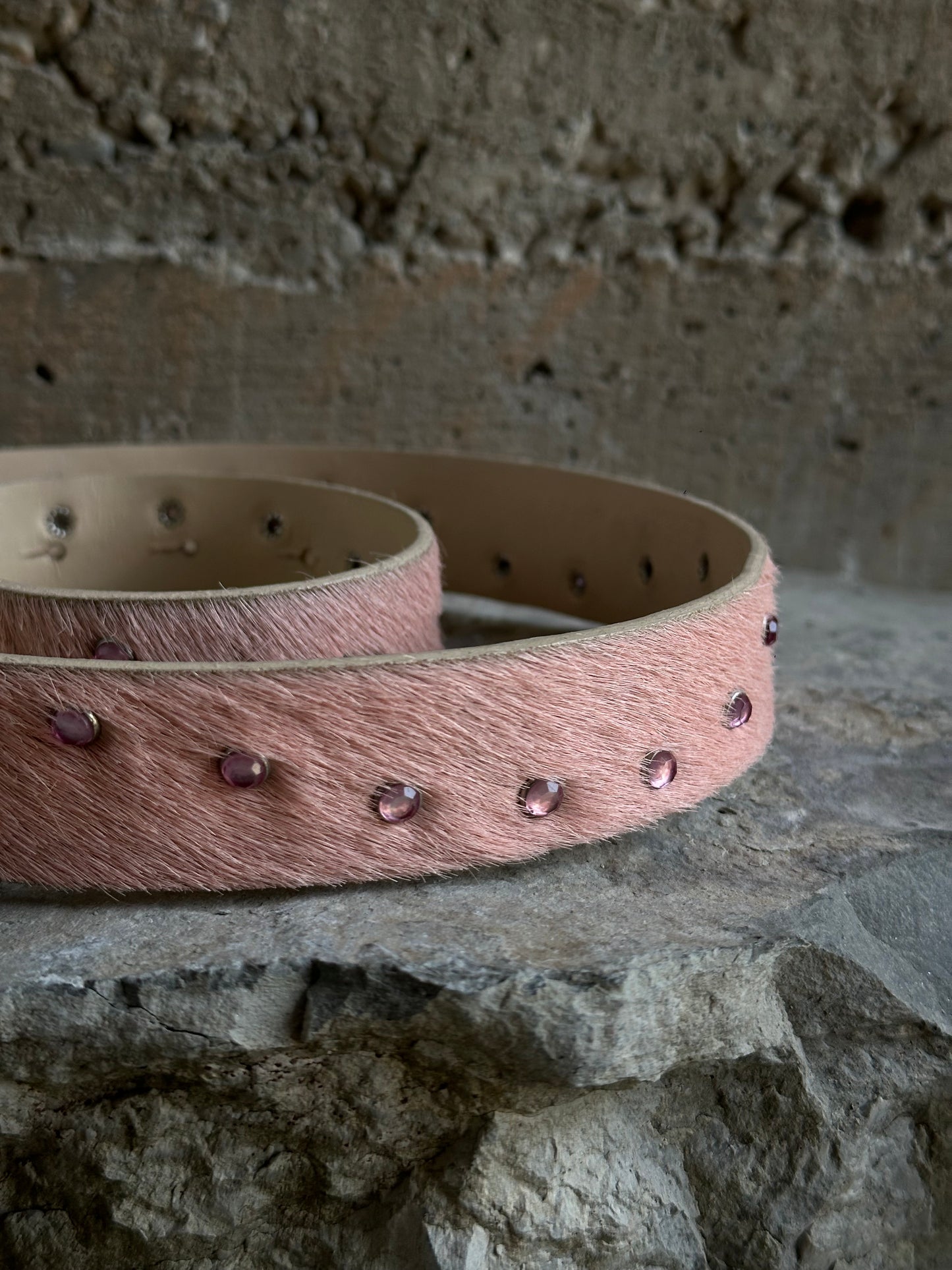 BLUMARINE PINK PONYHAIR RHINESTONES BELT