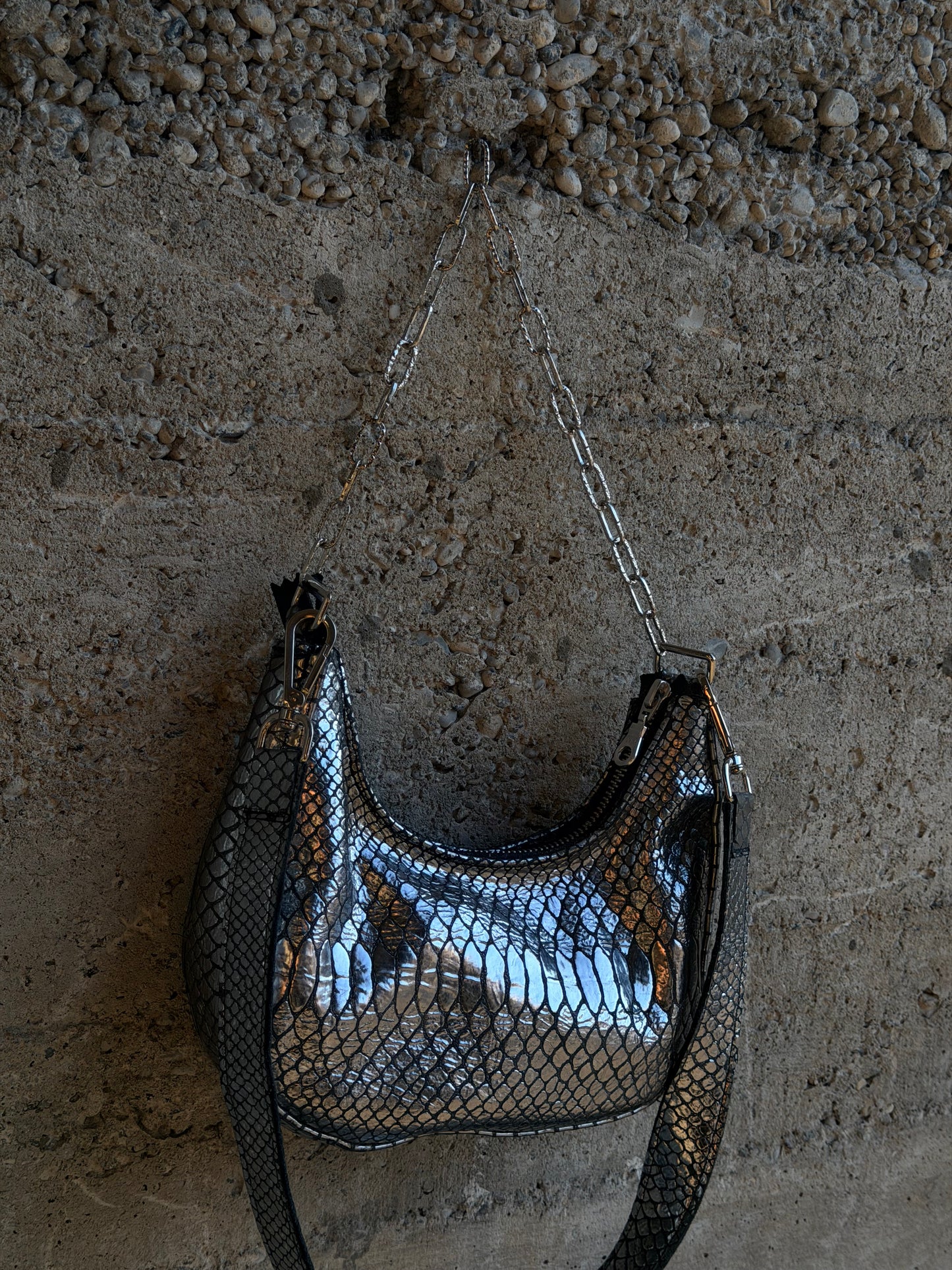 ALEKSANDER CECCO SNAKE SKIN SILVER MINI BAG