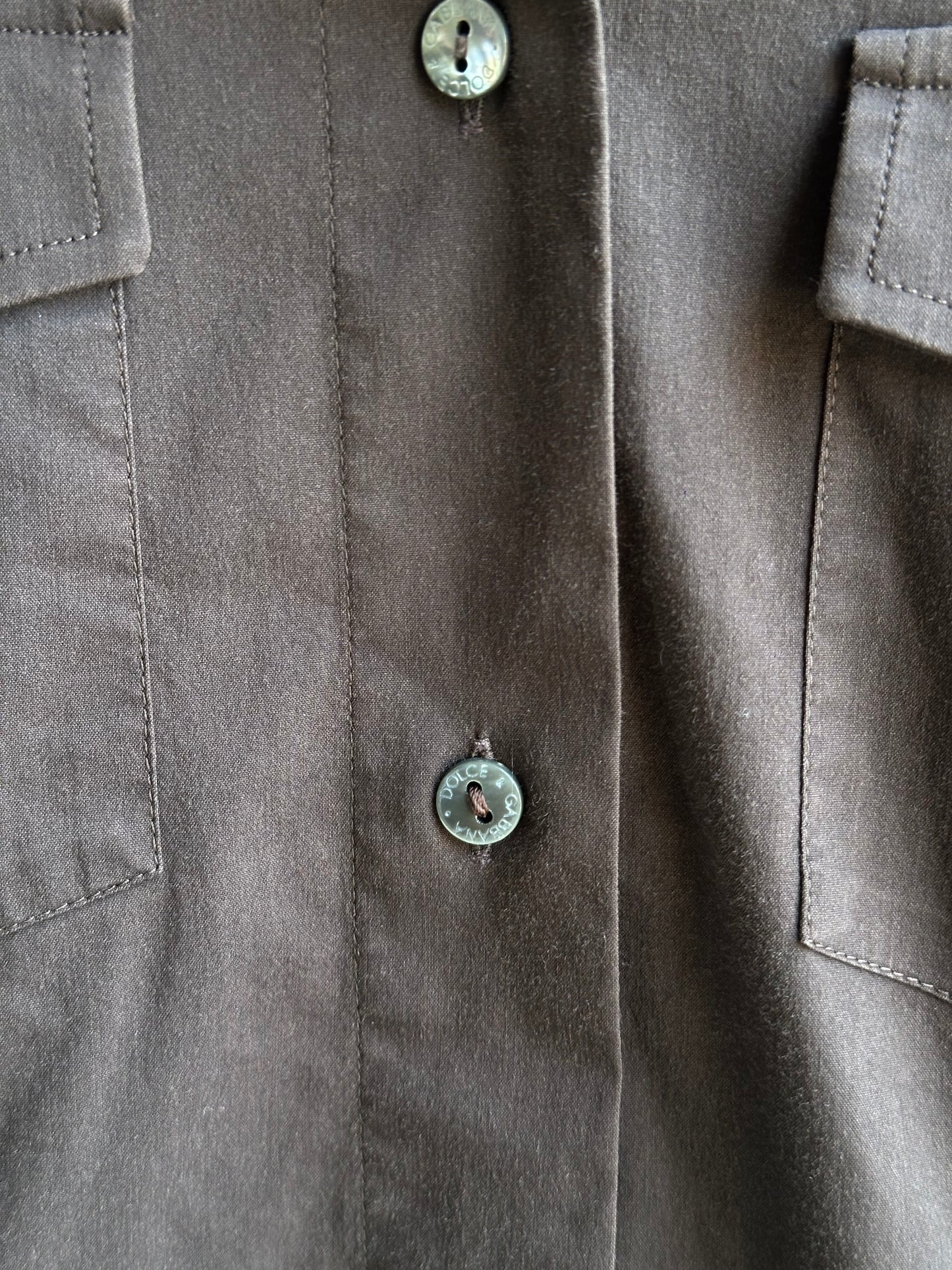 DOLCE & GABBANA BROWN MILITARY SHIRT