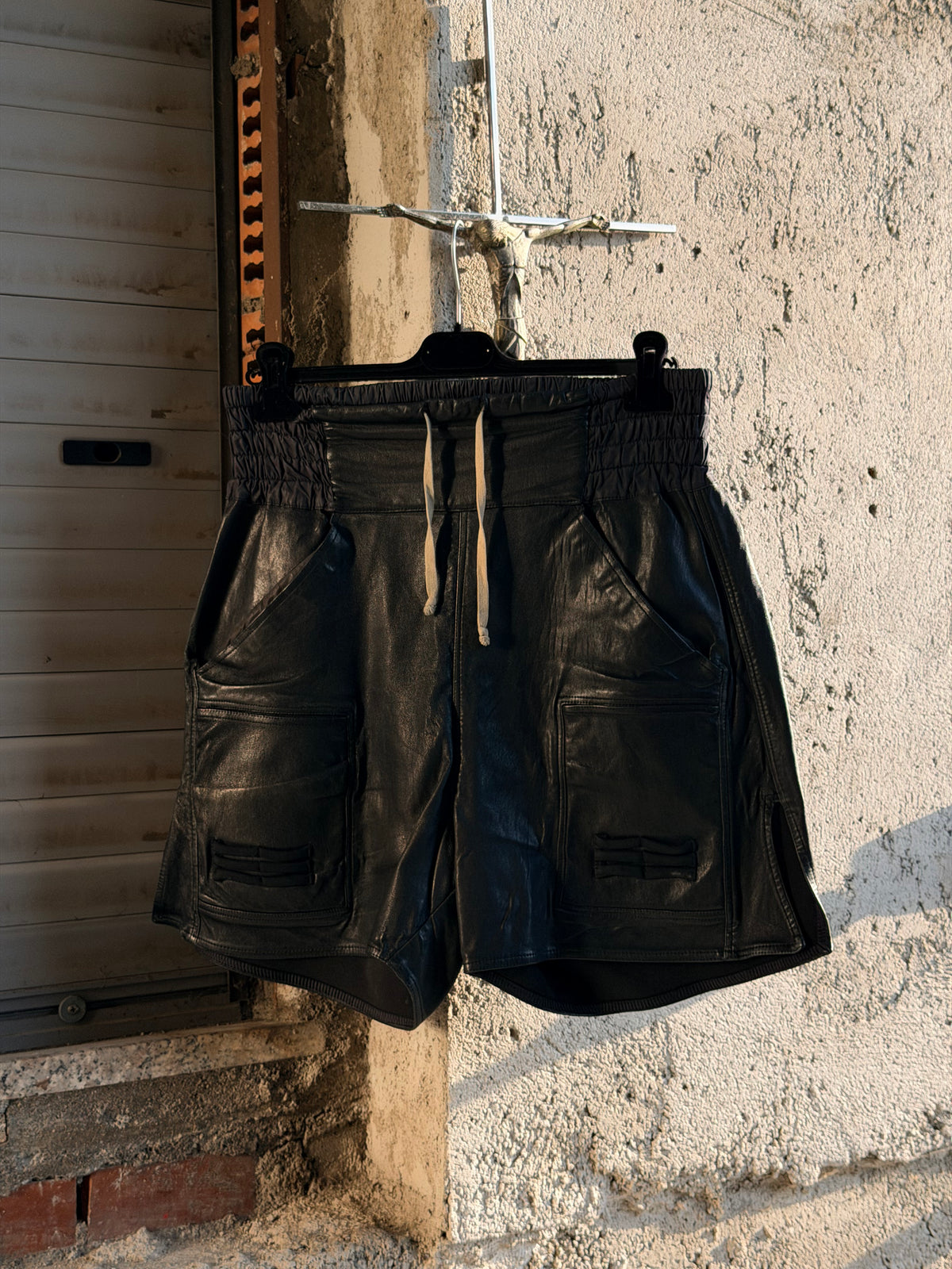 RICK OWENS BOXING LEATHER SHORTS