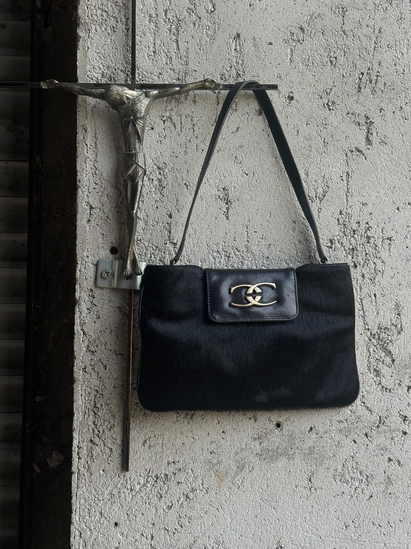 JUST CAVALLI PONYHAIR LEATHER BAG