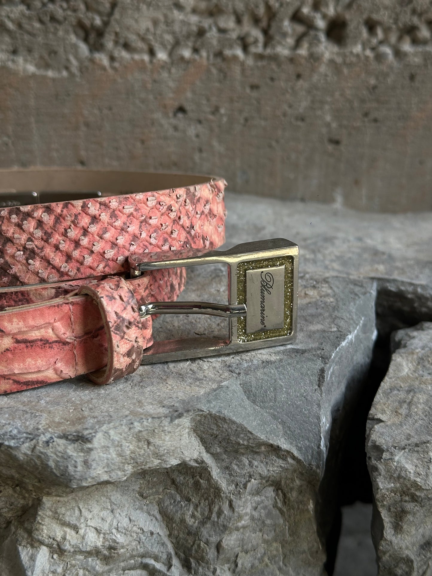 BLUMARINE PINK SNAKE SKIN LEATHER BELT