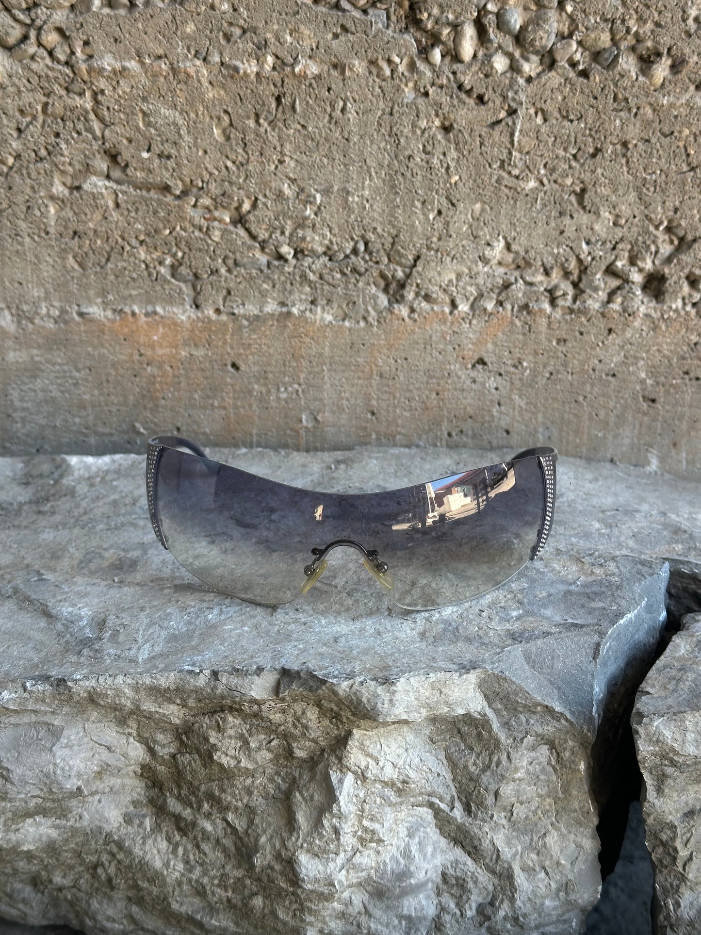 VERSACE RHINESTONE BLUE FADE SUNGLASSES