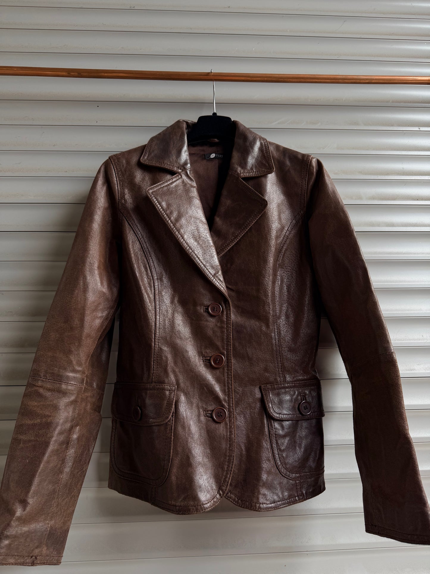 BROWN LEATHER BLAZER