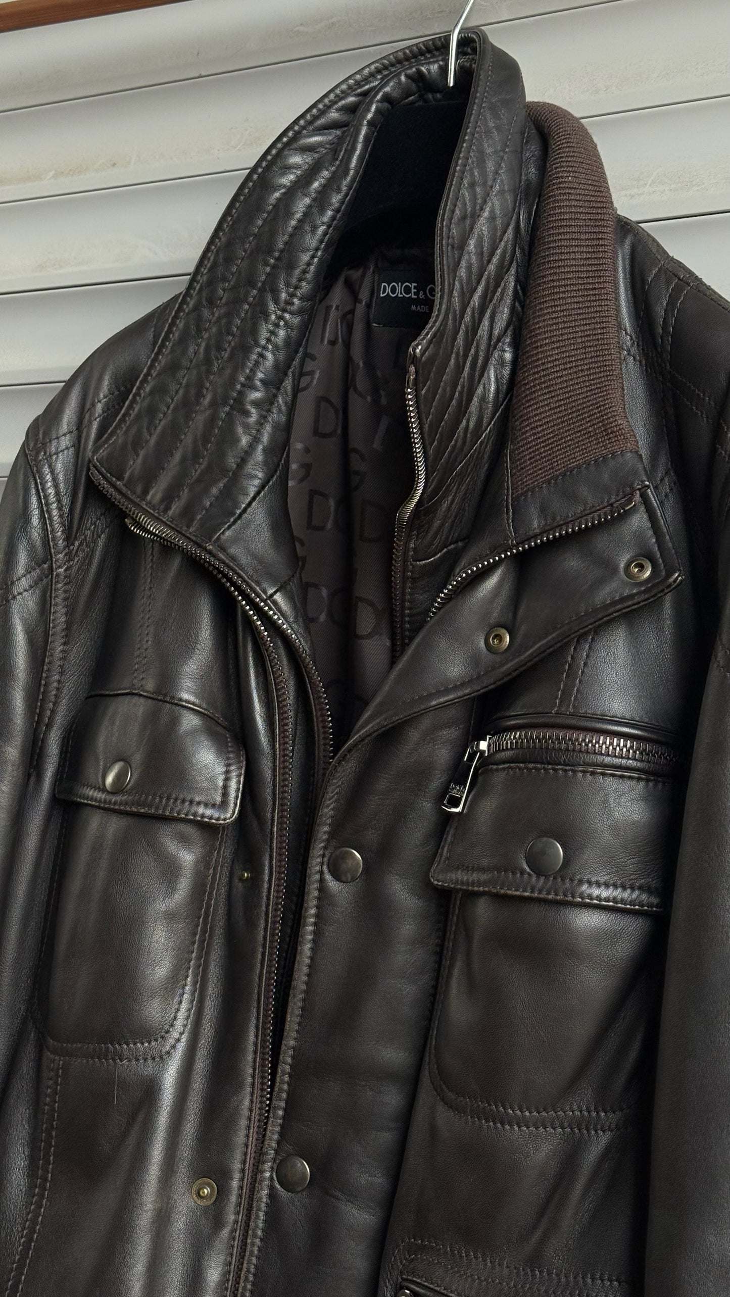 DOLCE & GABBANA ZIPPED LEATHER COAT