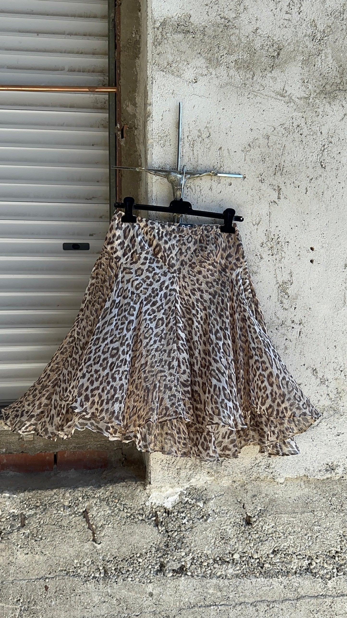 DOLCE & GABBANA LEOPARD TRANSPARENT PLISSE SKIRT
