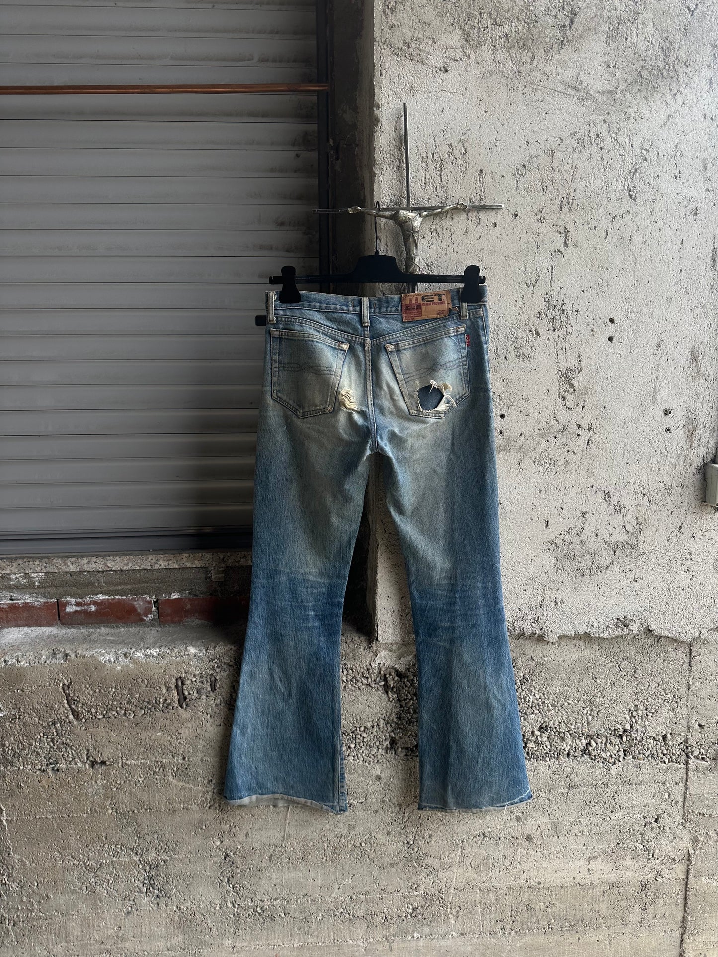 SUNFADED FLARED DENIM PANTS