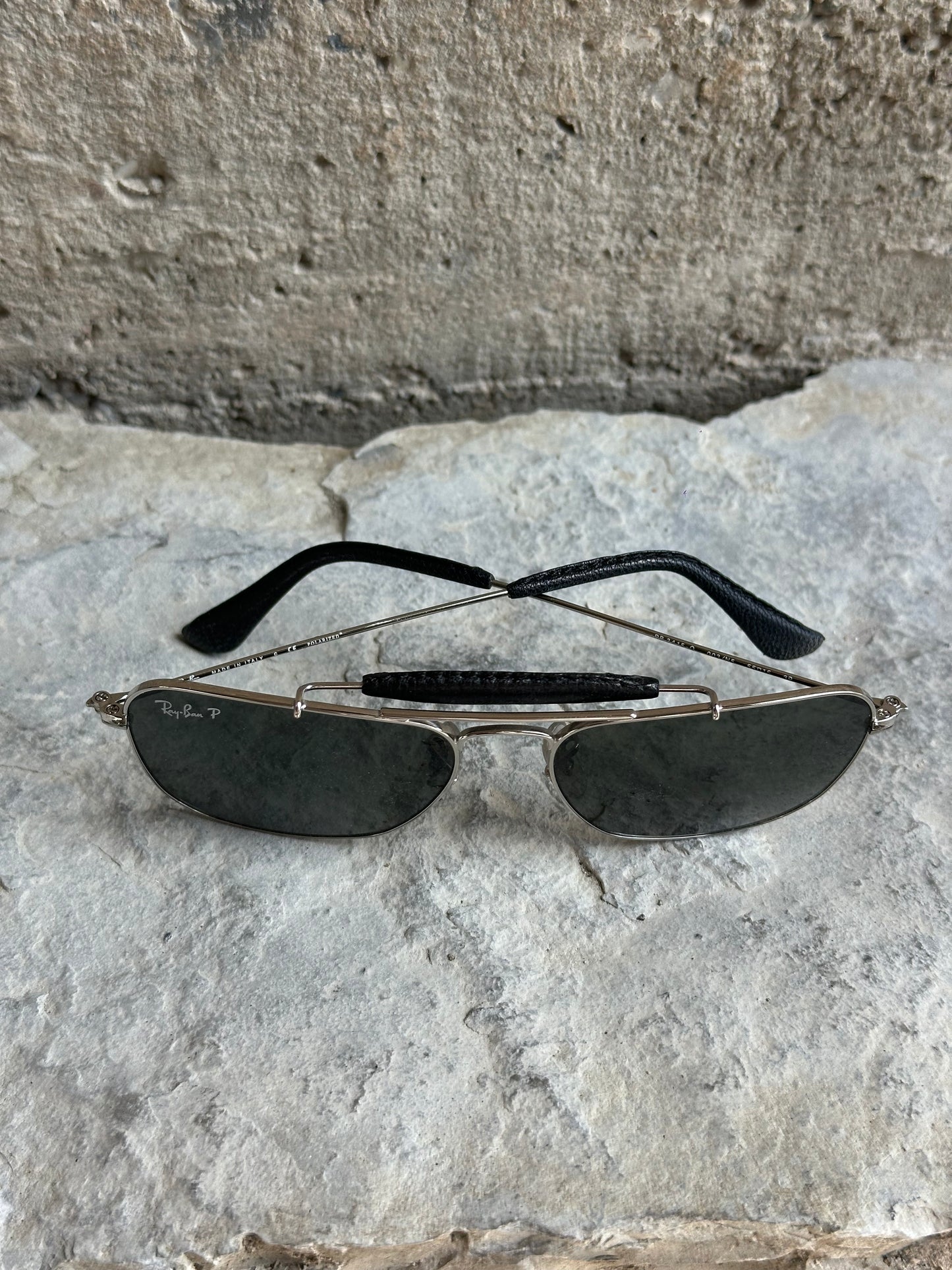 RAY BAN RB 3415-Q CARAVAN LEATHER SUNGLASSES
