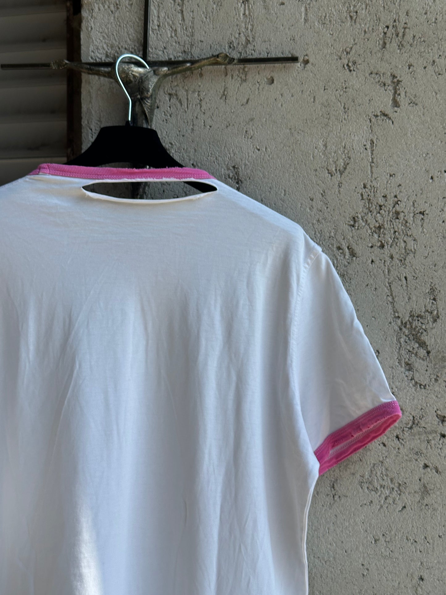 DSQUARED2 PINK RODEO DISTRESSED T-SHIRT