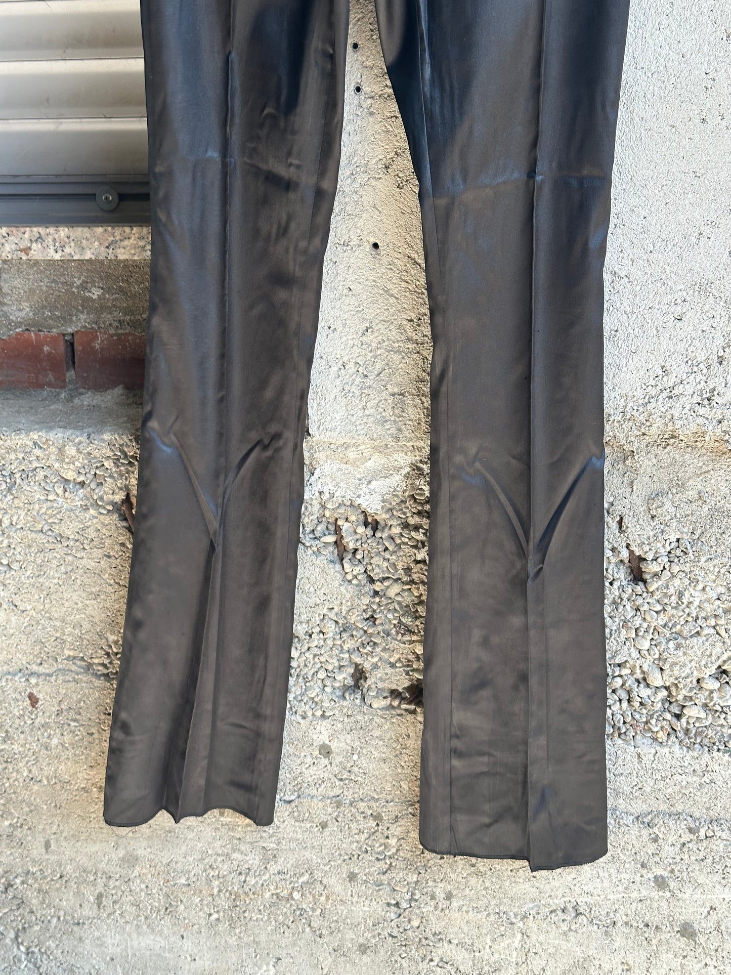 DOLCE & GABBANA BLACK SATIN SLIM LEG PANTS