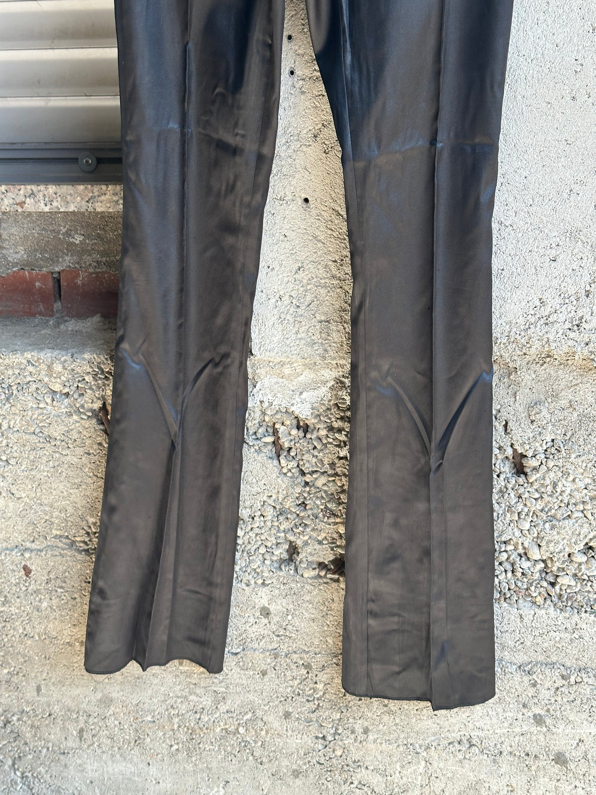 DOLCE & GABBANA BLACK SATIN SLIM LEG PANTS