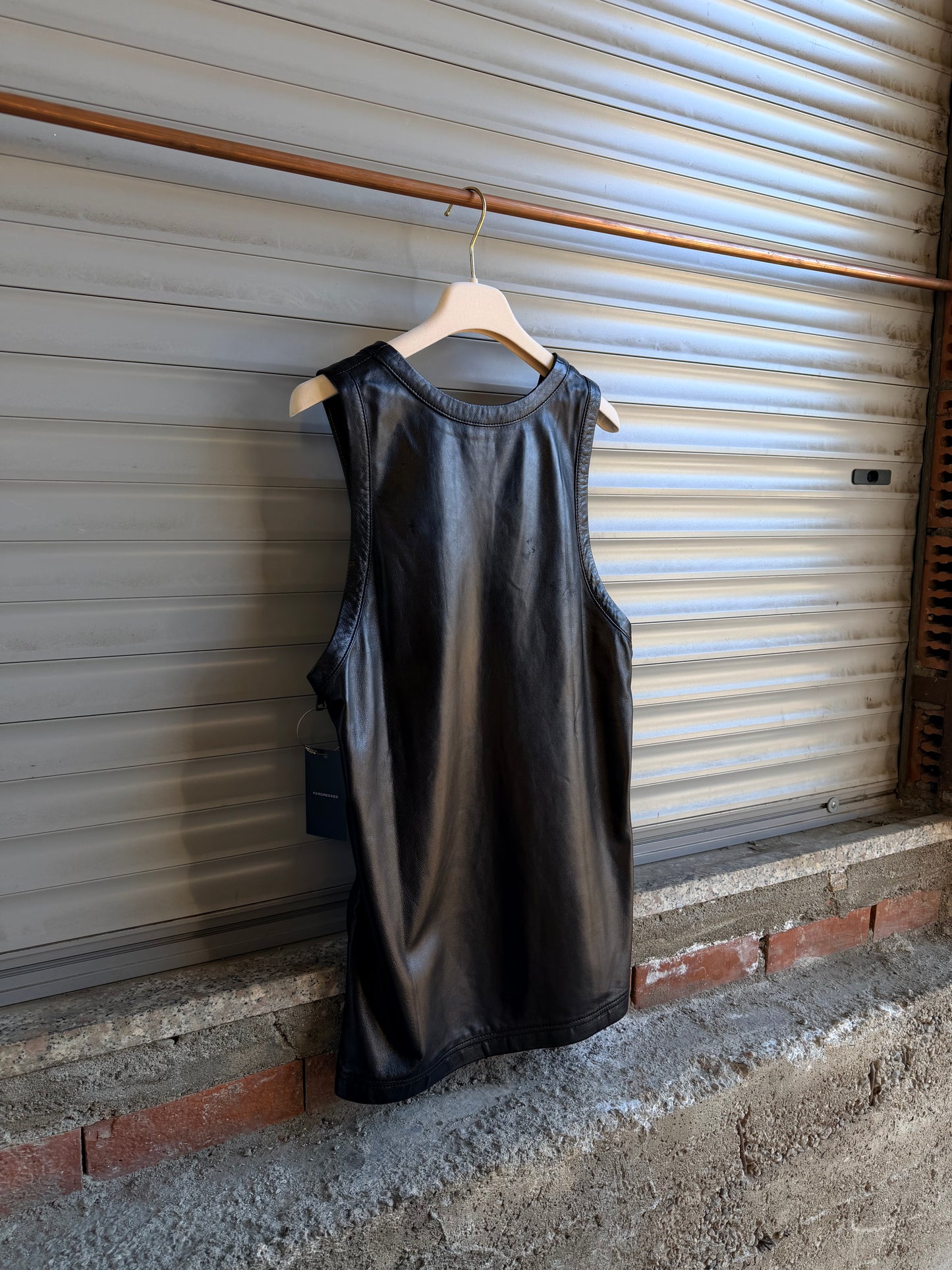 LEATHER CROSS TANK TOP