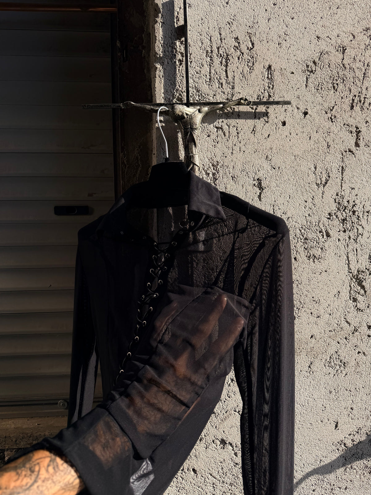 LACED UP CORSET TRANSPARENT SHIRT