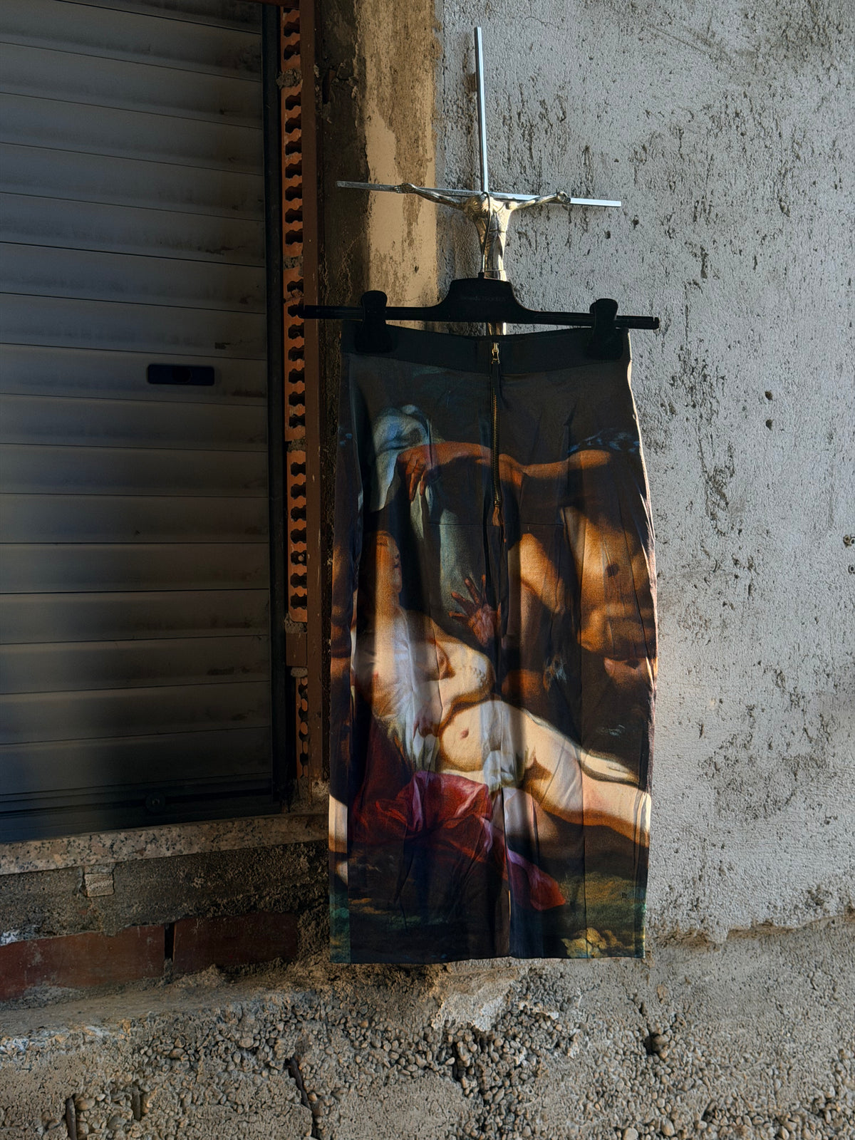 DOLCE & GABBANA SACRED CANVAS SILK SKIRT
