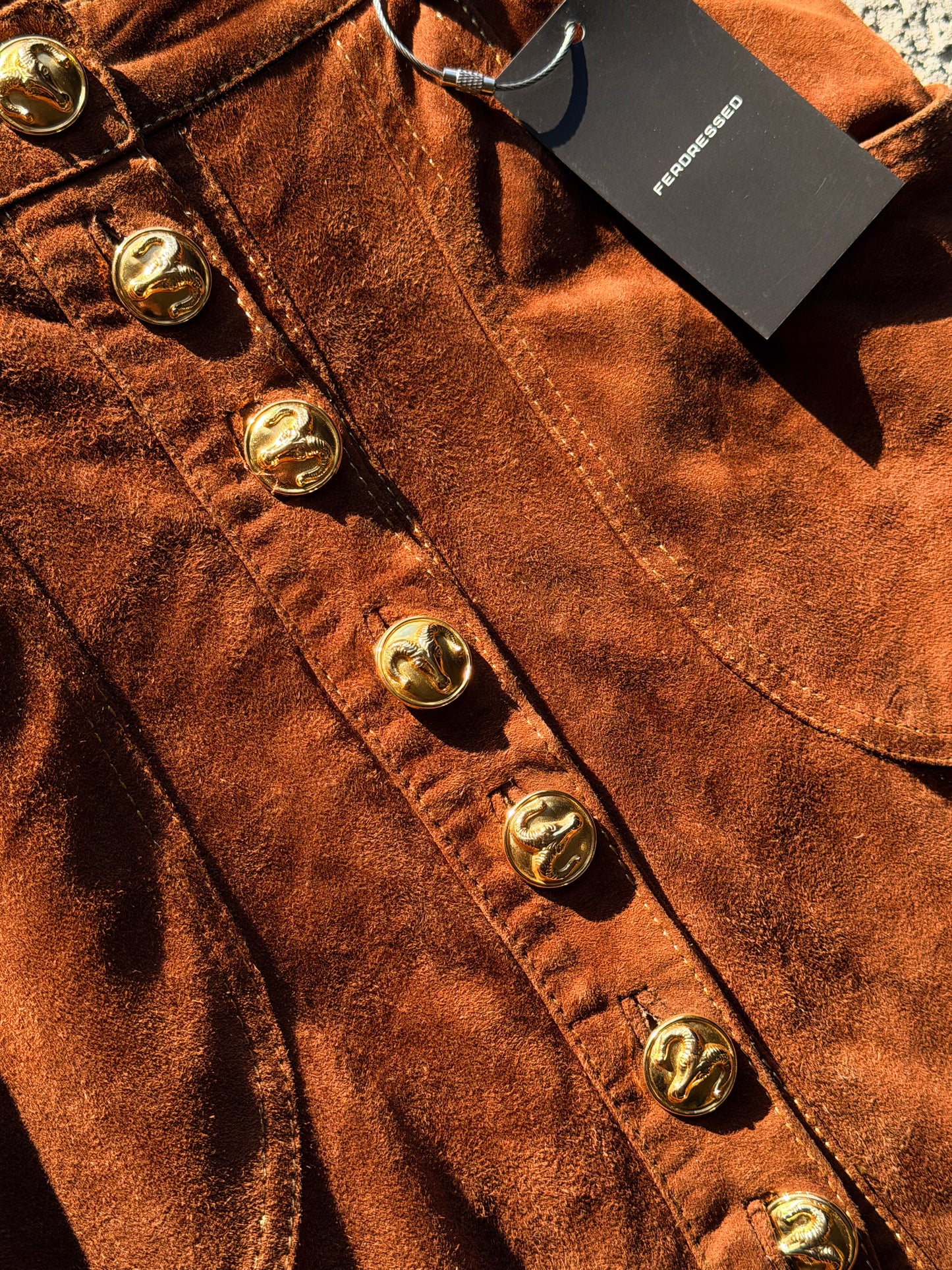 ROBERTO CAVALLI MAXI BROWN SUEDE SKIRT