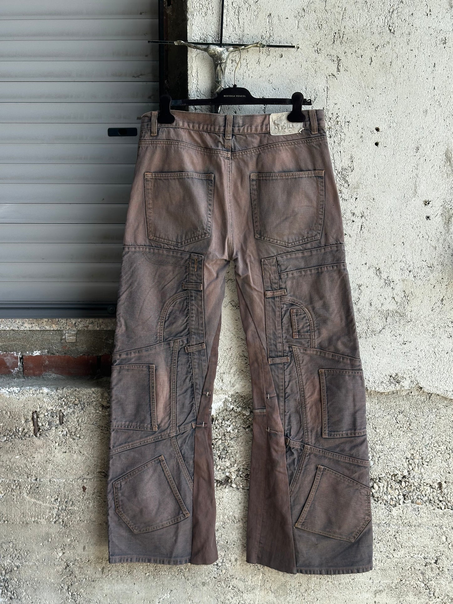 BROWN SUNFADED CARGO PANTS