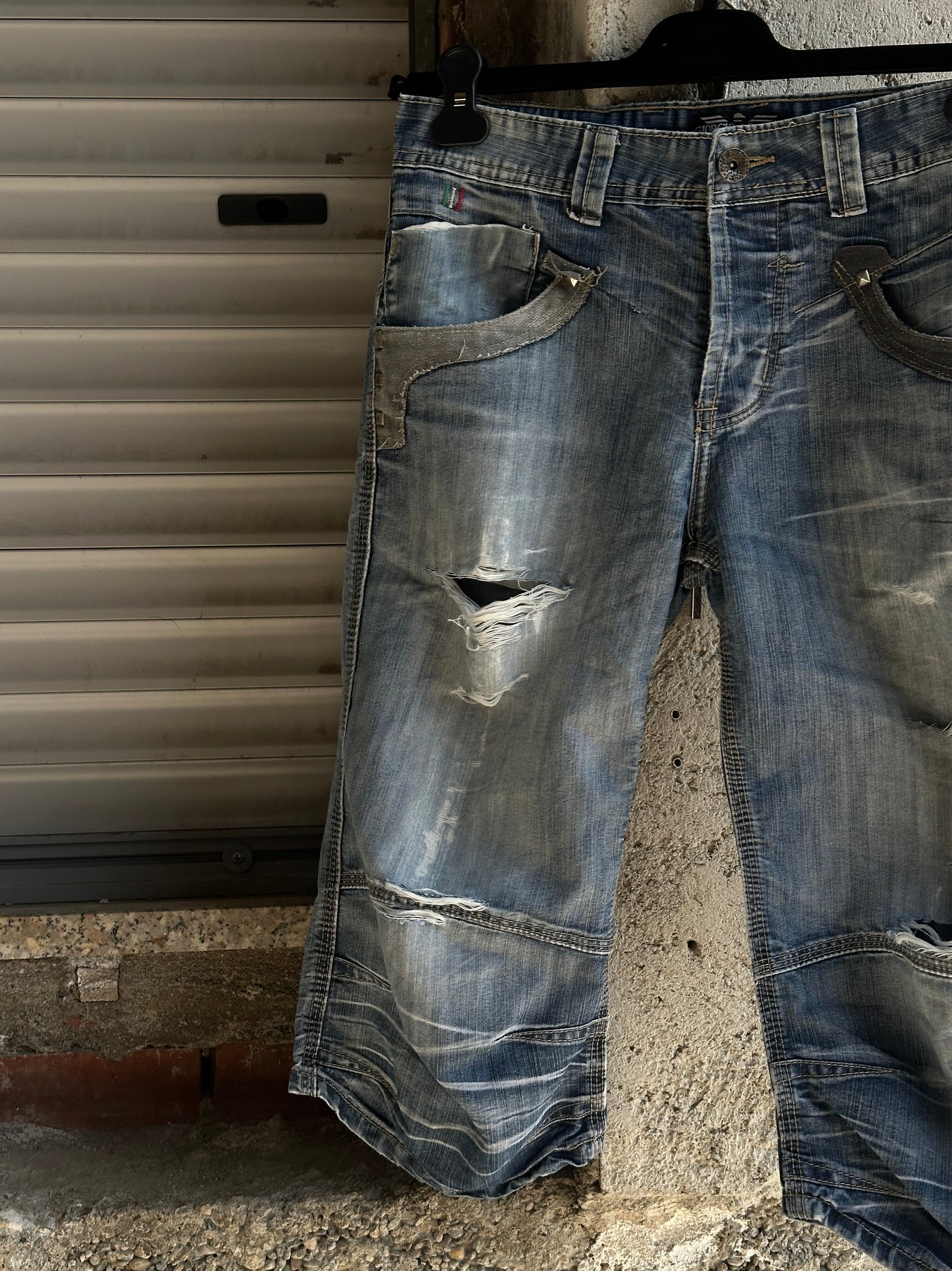 STUDDED DENIM SHORTS