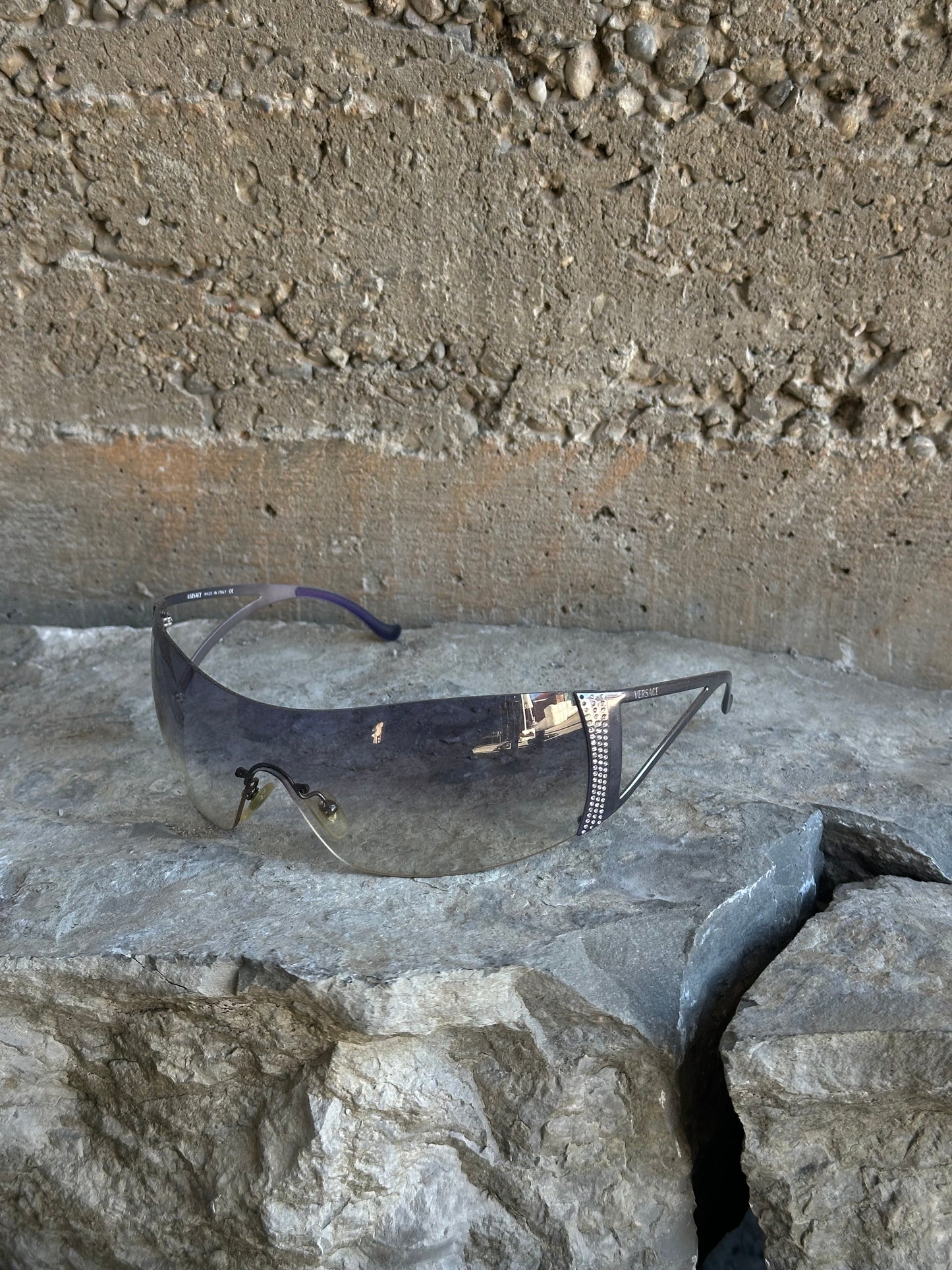 VERSACE RHINESTONE BLUE FADE SUNGLASSES