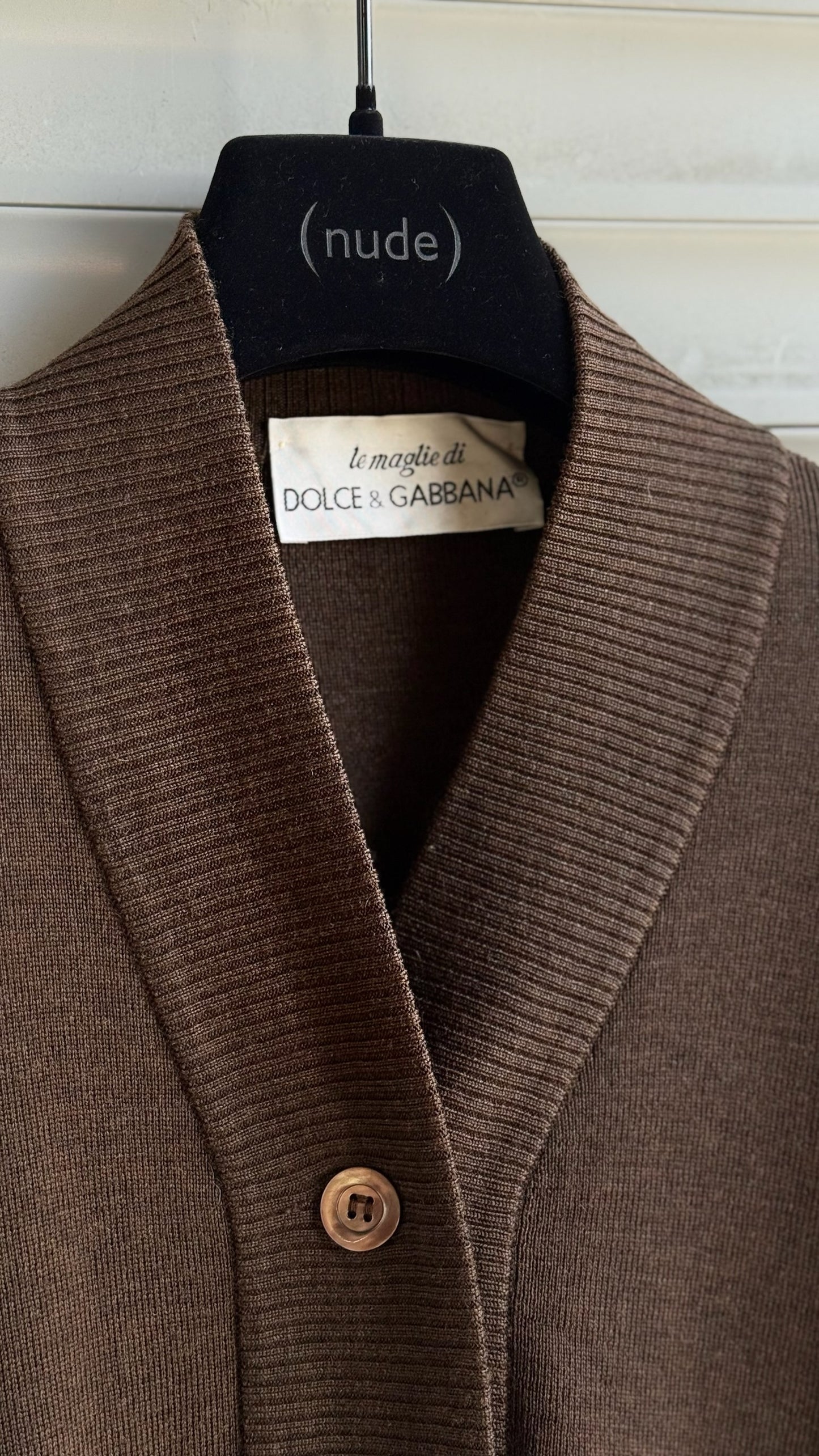 DOLCE & GABBANA WOOL BROWN CARDIGAN