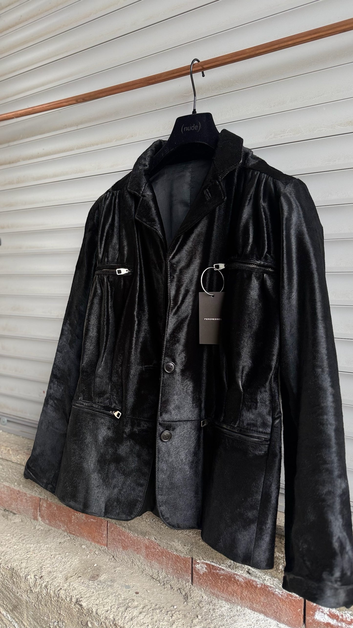 BLACK PONYHAIR BLAZER JACKET