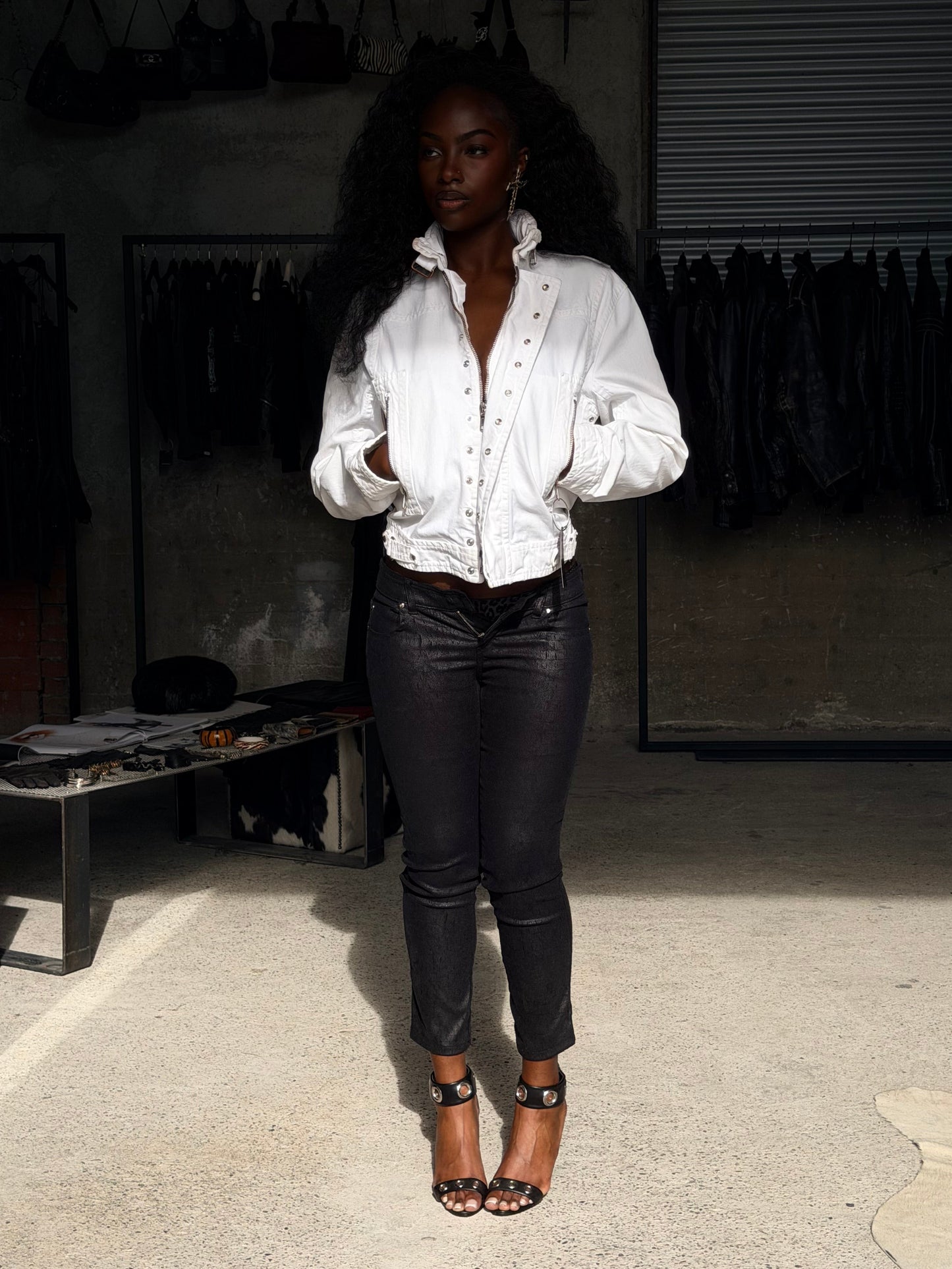 ARMANI SKINNY ELASTIC CROCO PANTS