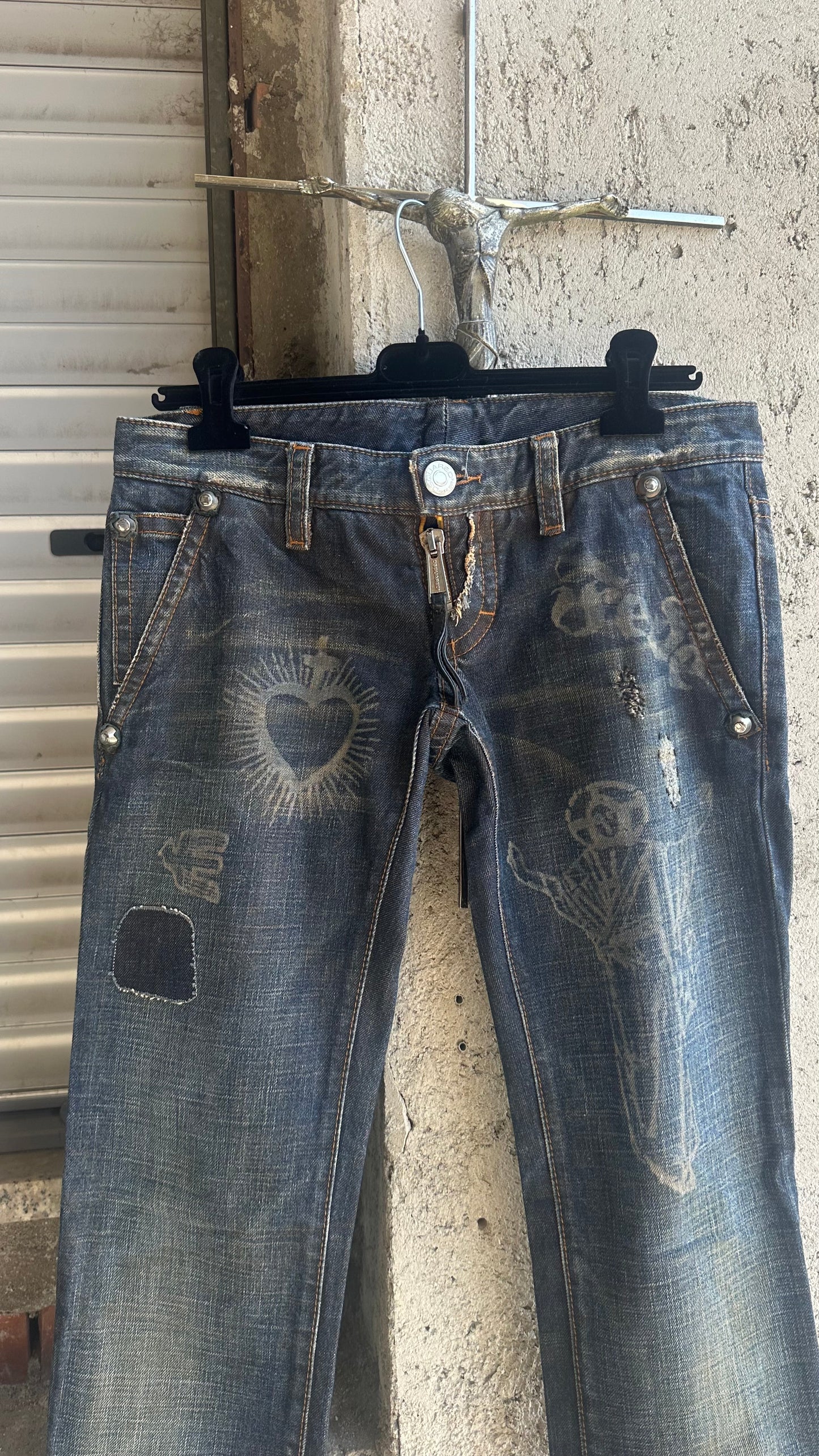 DSQUARED2 HOLY SPIRIT FLARED DENIM PANTS