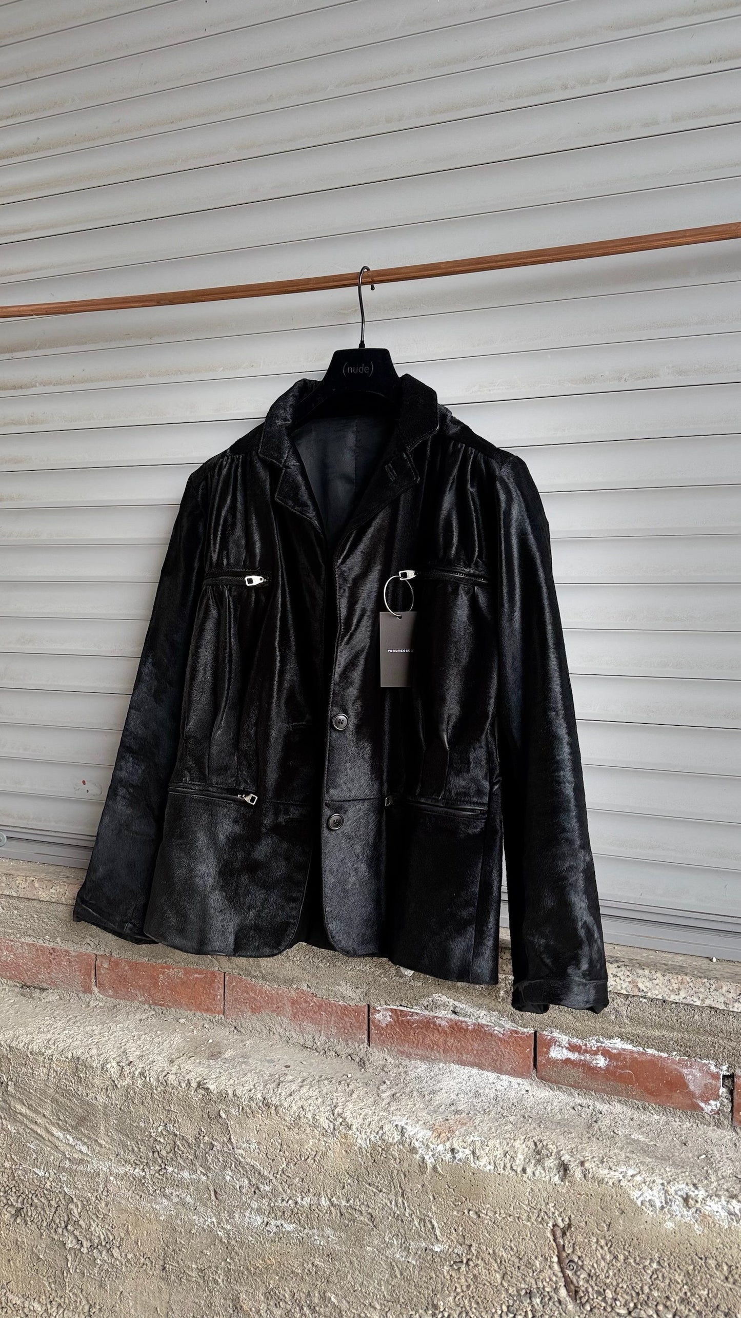 BLACK PONYHAIR BLAZER JACKET