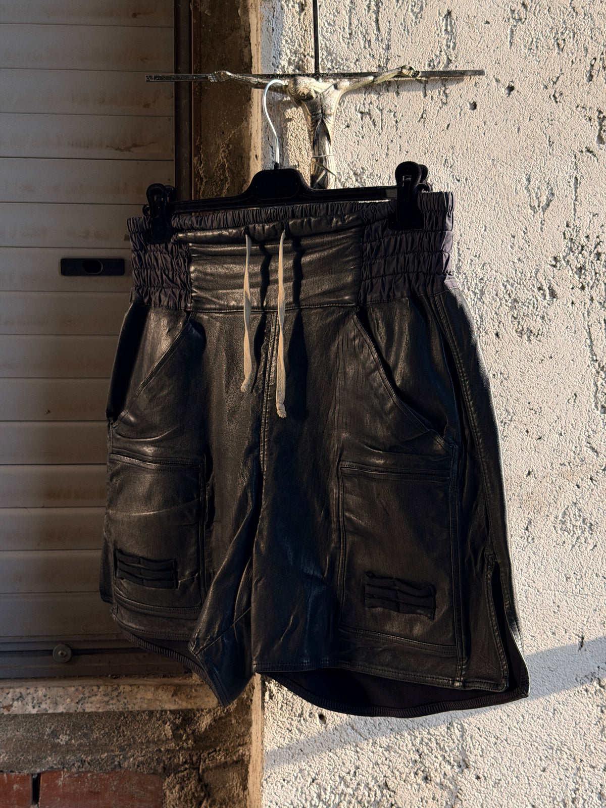 RICK OWENS BOXING LEATHER SHORTS