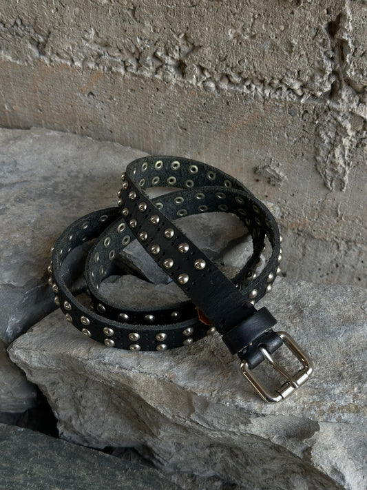 STUDDED BLACK LEATHER BELT