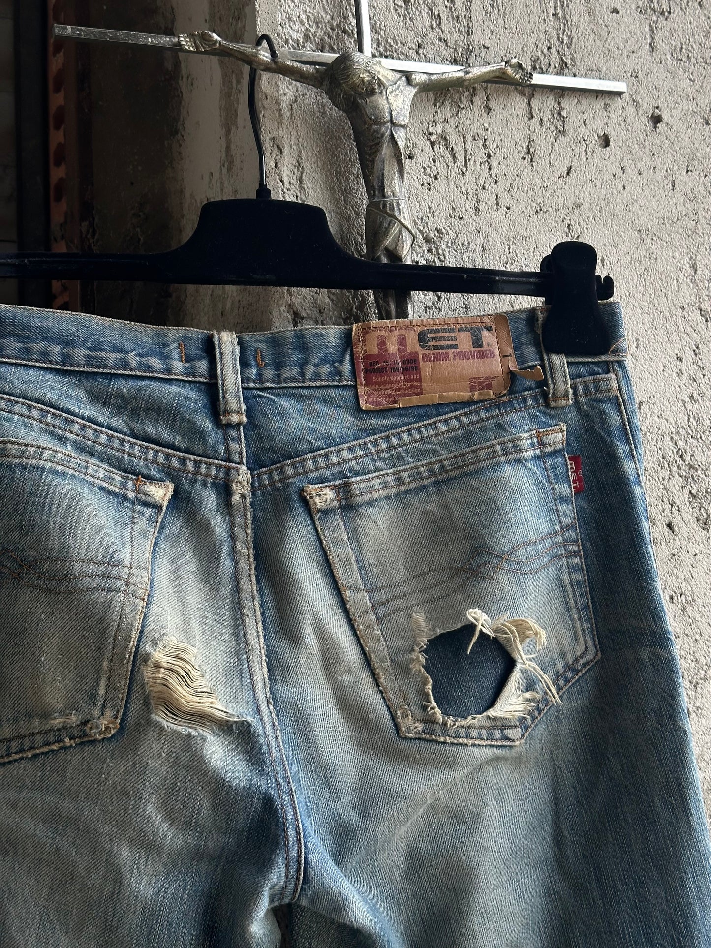 SUNFADED FLARED DENIM PANTS