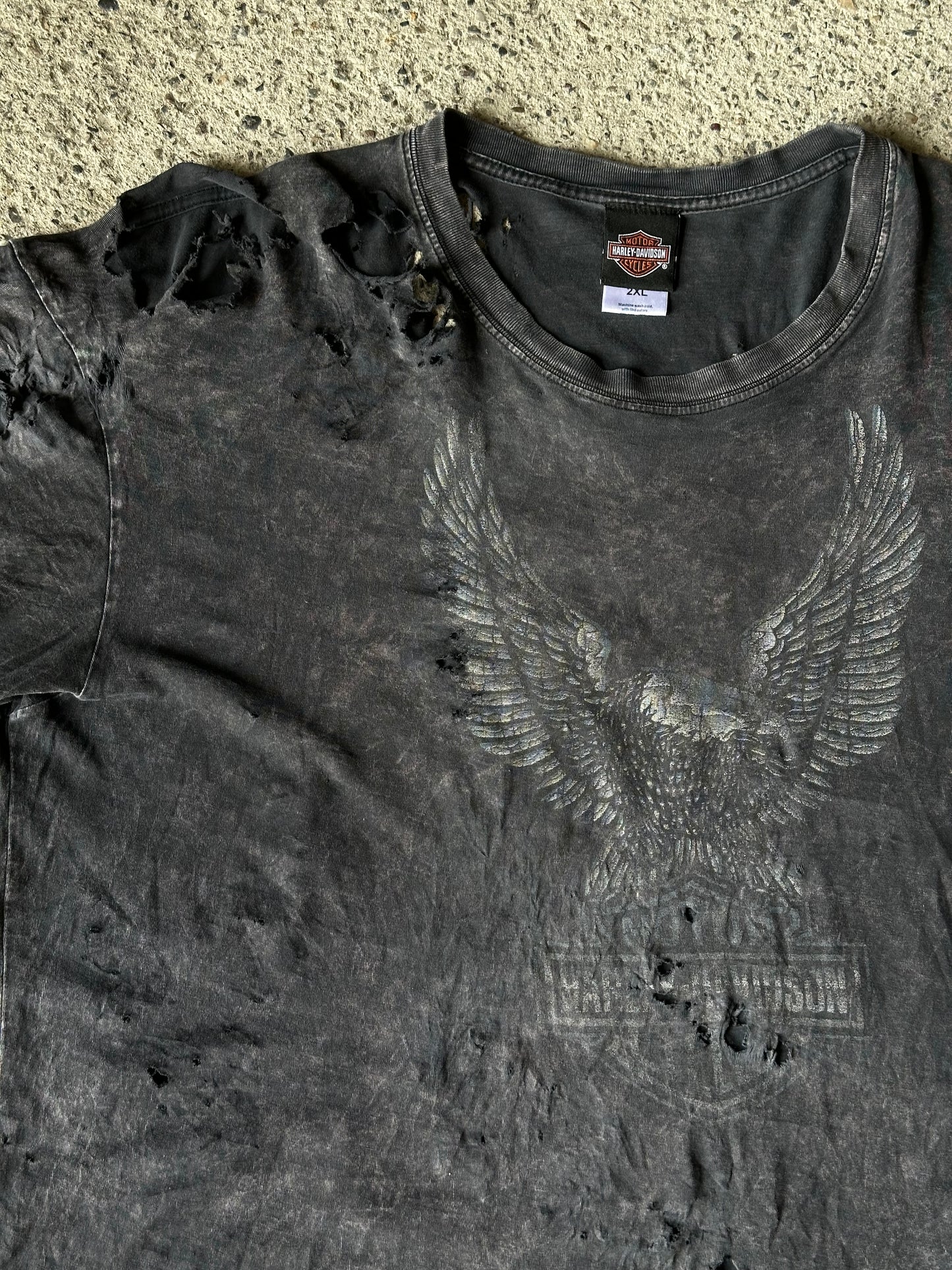 HARLEY DAVIDSON DISTRESSED GREY T-SHIRT