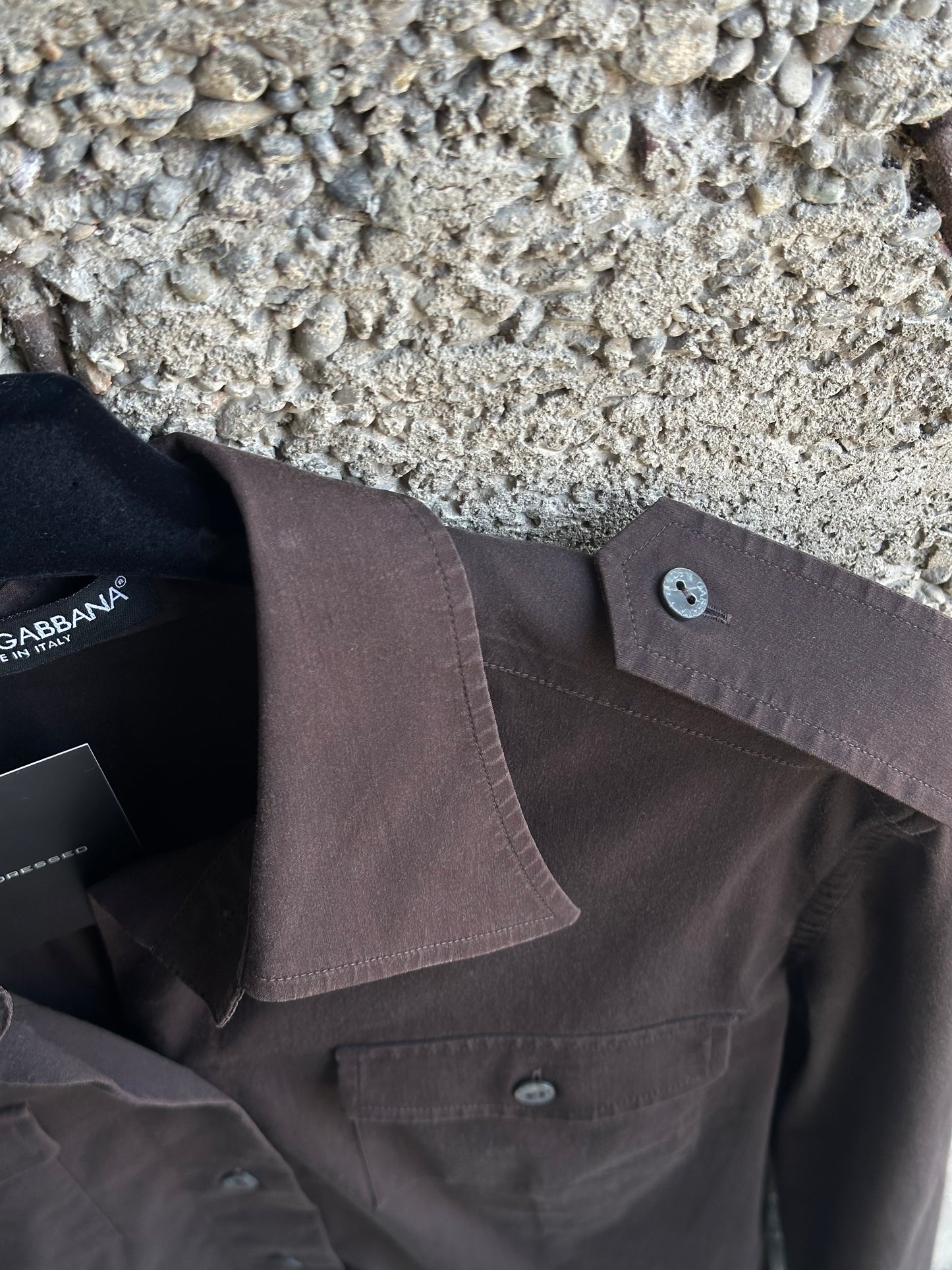 DOLCE & GABBANA BROWN MILITARY SHIRT
