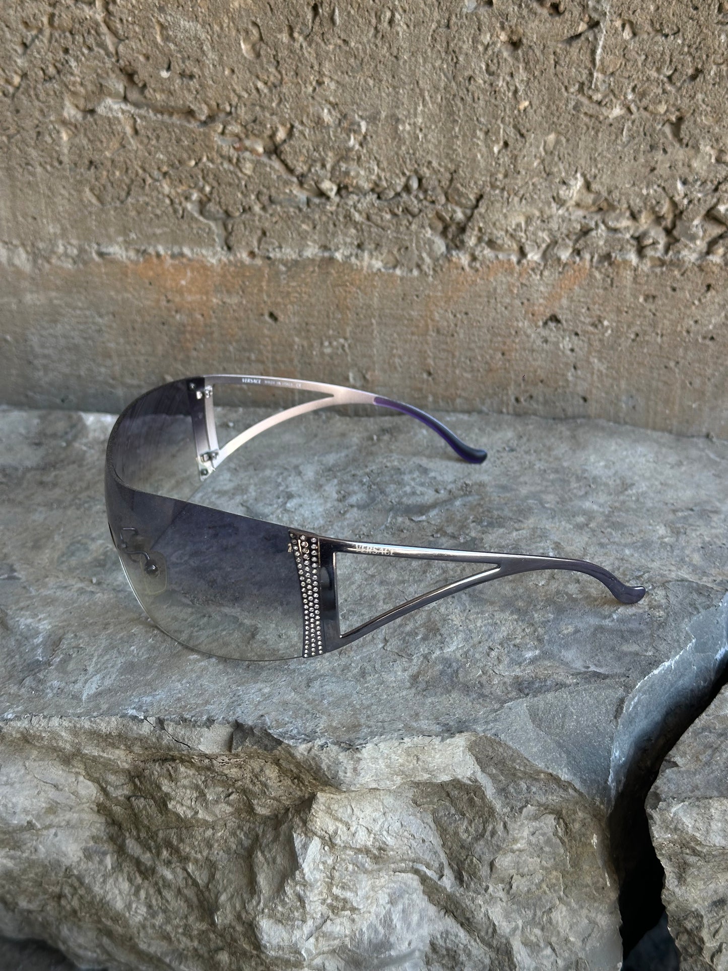 VERSACE RHINESTONE BLUE FADE SUNGLASSES