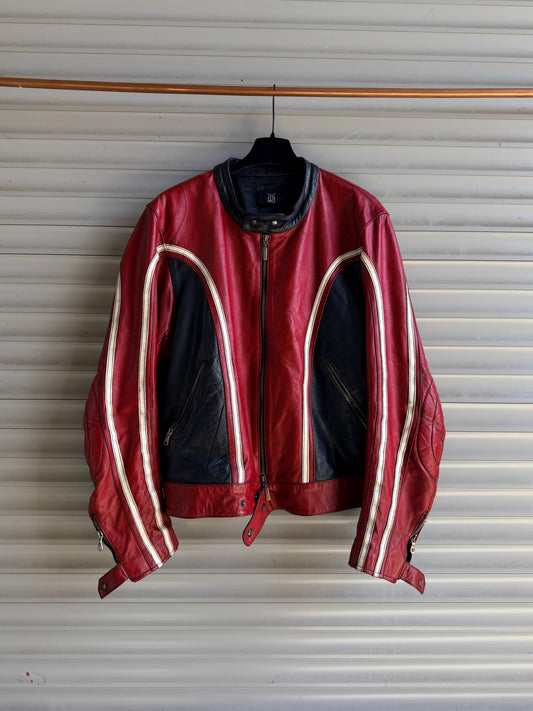 RED LEATHER MOTOR JACKET