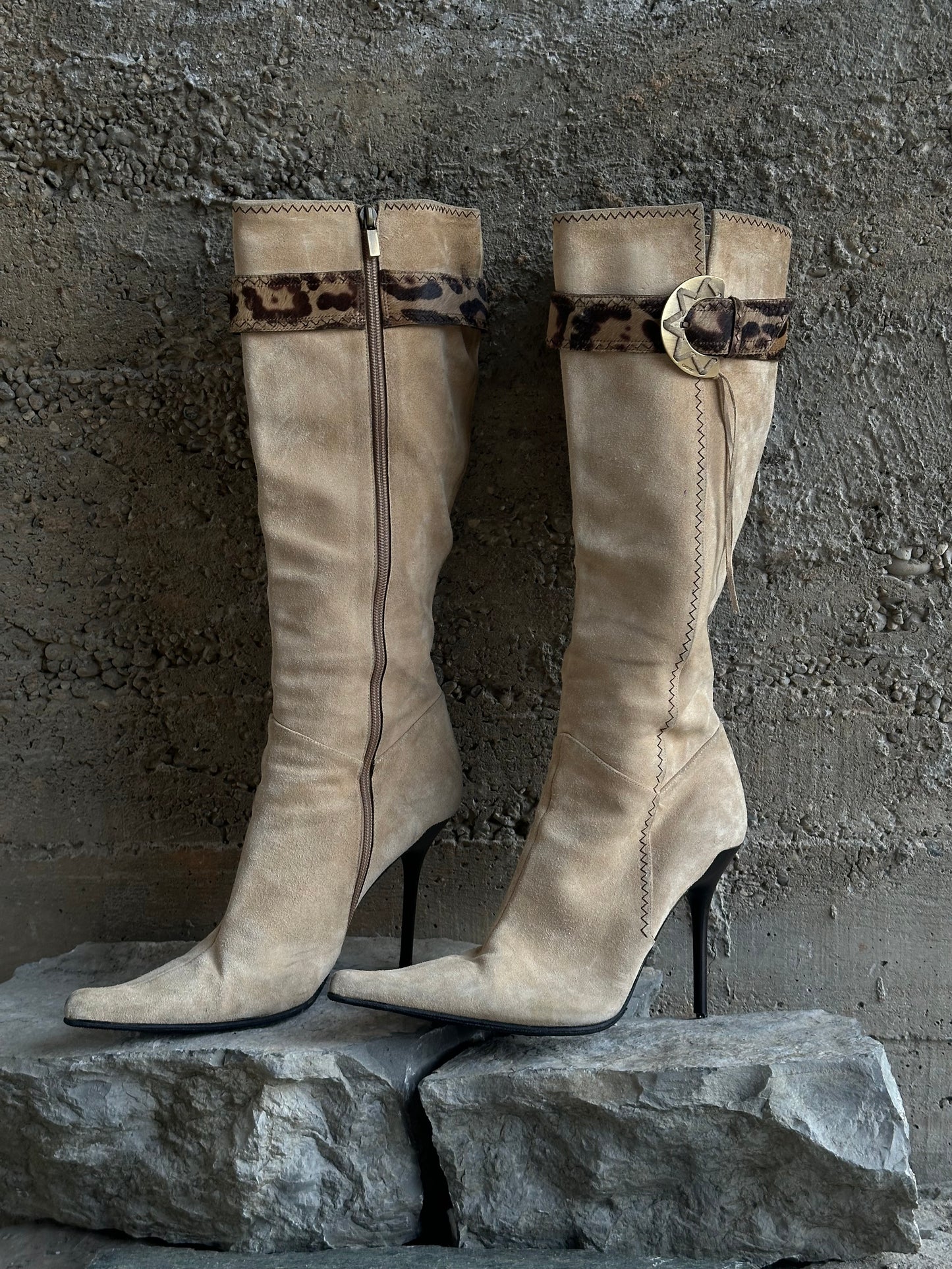 CASADEI LEOPARD PONYHAIR BOOTS