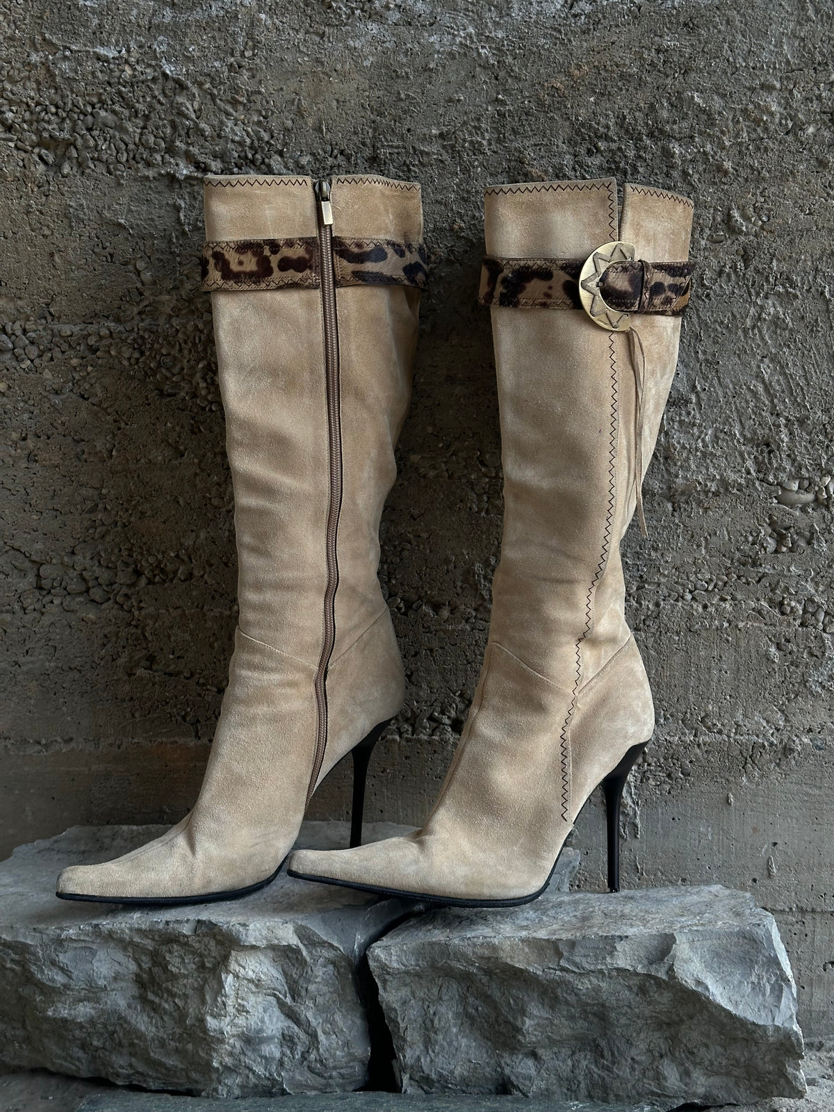 CASADEI LEOPARD PONYHAIR BOOTS