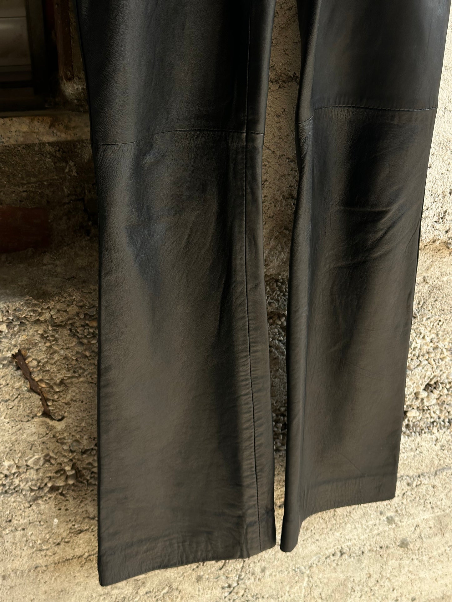 JESUS LEATHER FLARED PANTS