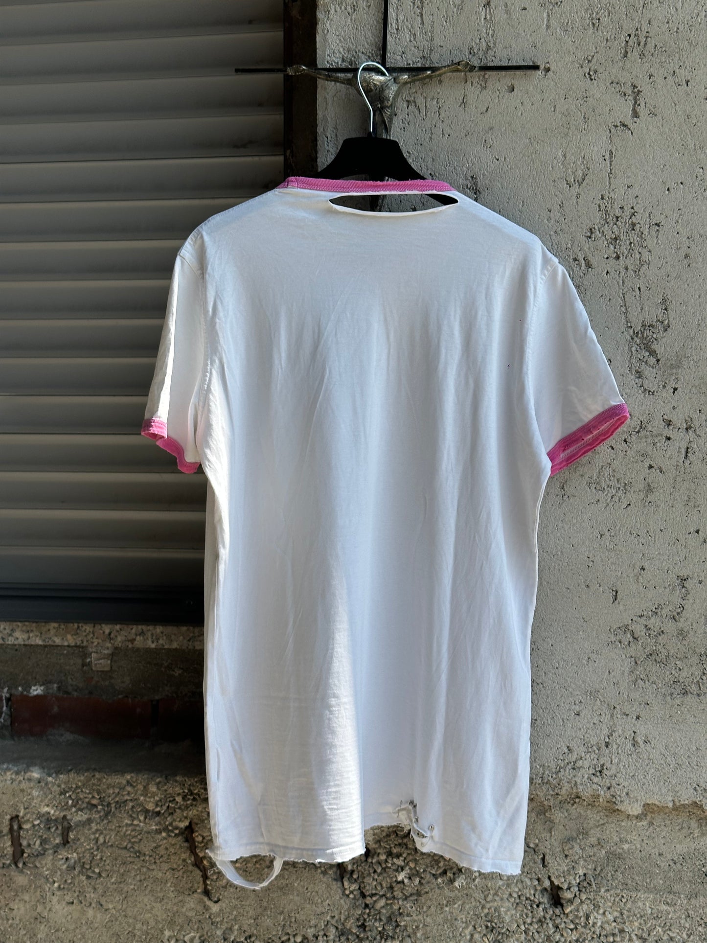 DSQUARED2 PINK RODEO DISTRESSED T-SHIRT
