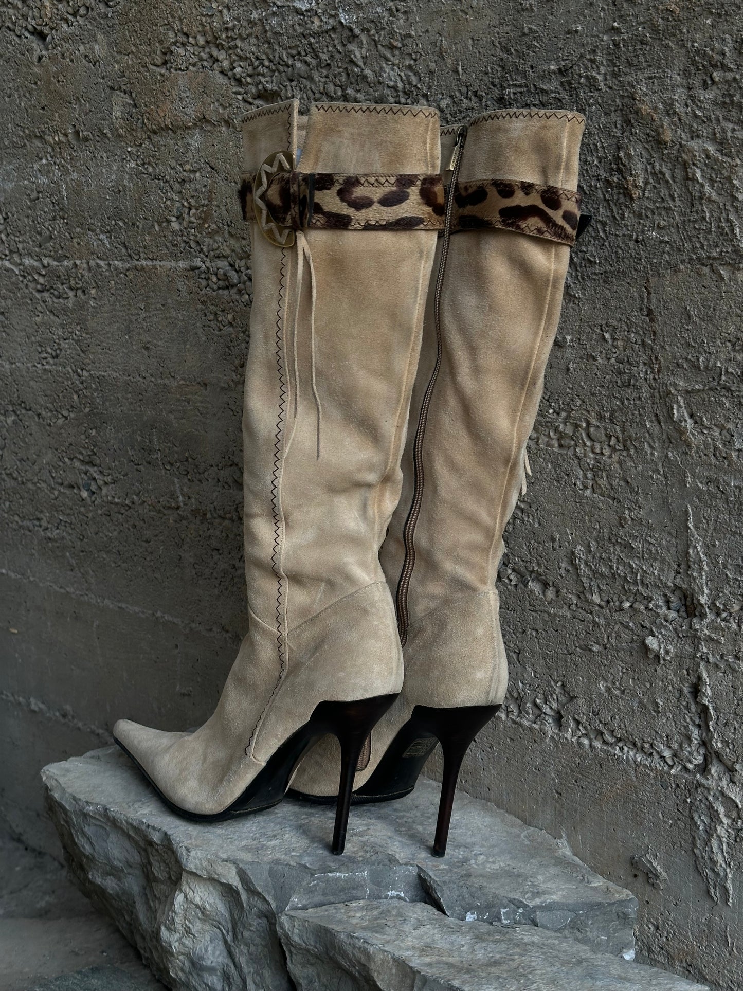 CASADEI LEOPARD PONYHAIR BOOTS