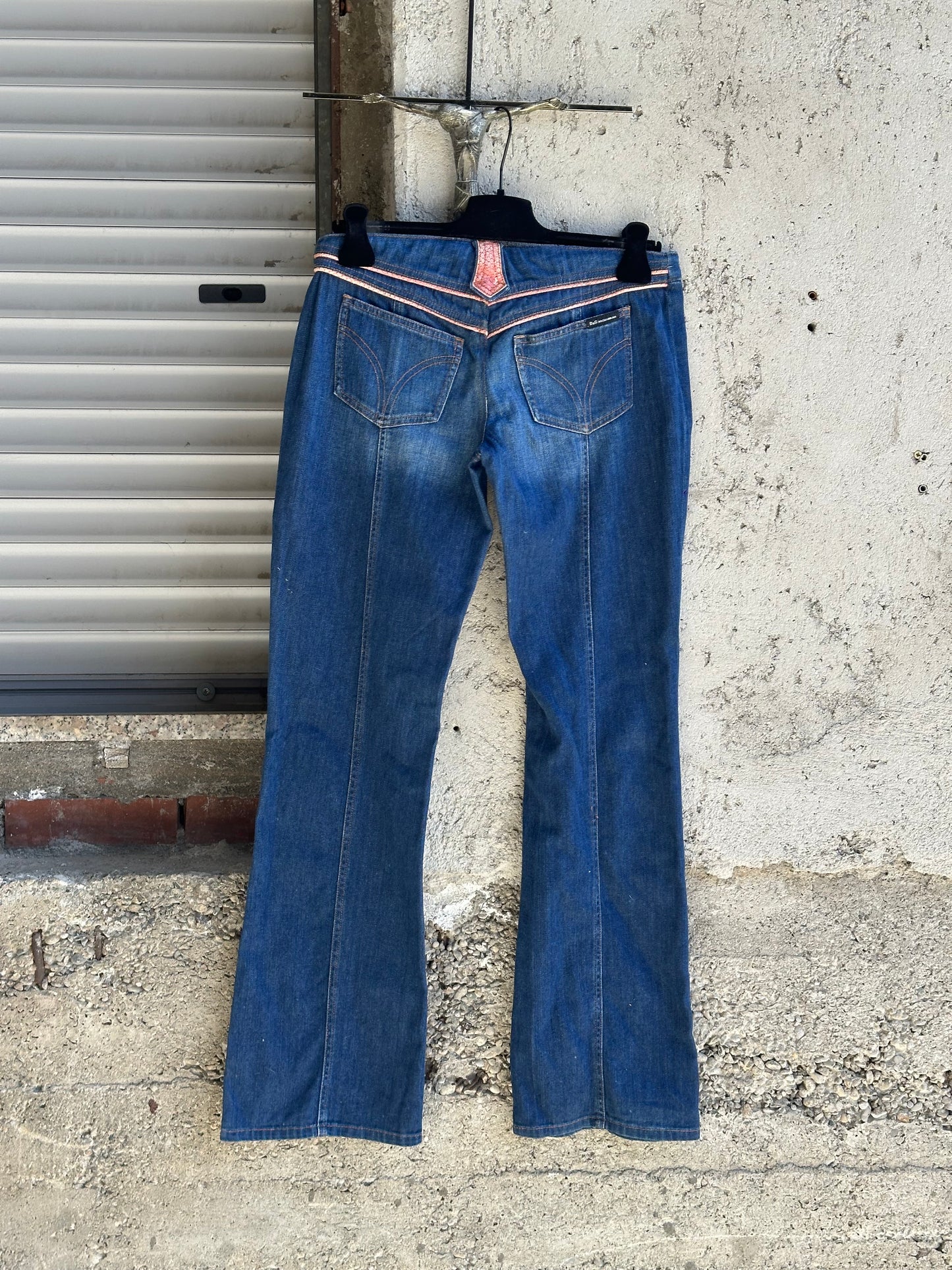 DOLCE & GABBANA FLARED PYTHON DETAILS JEANS
