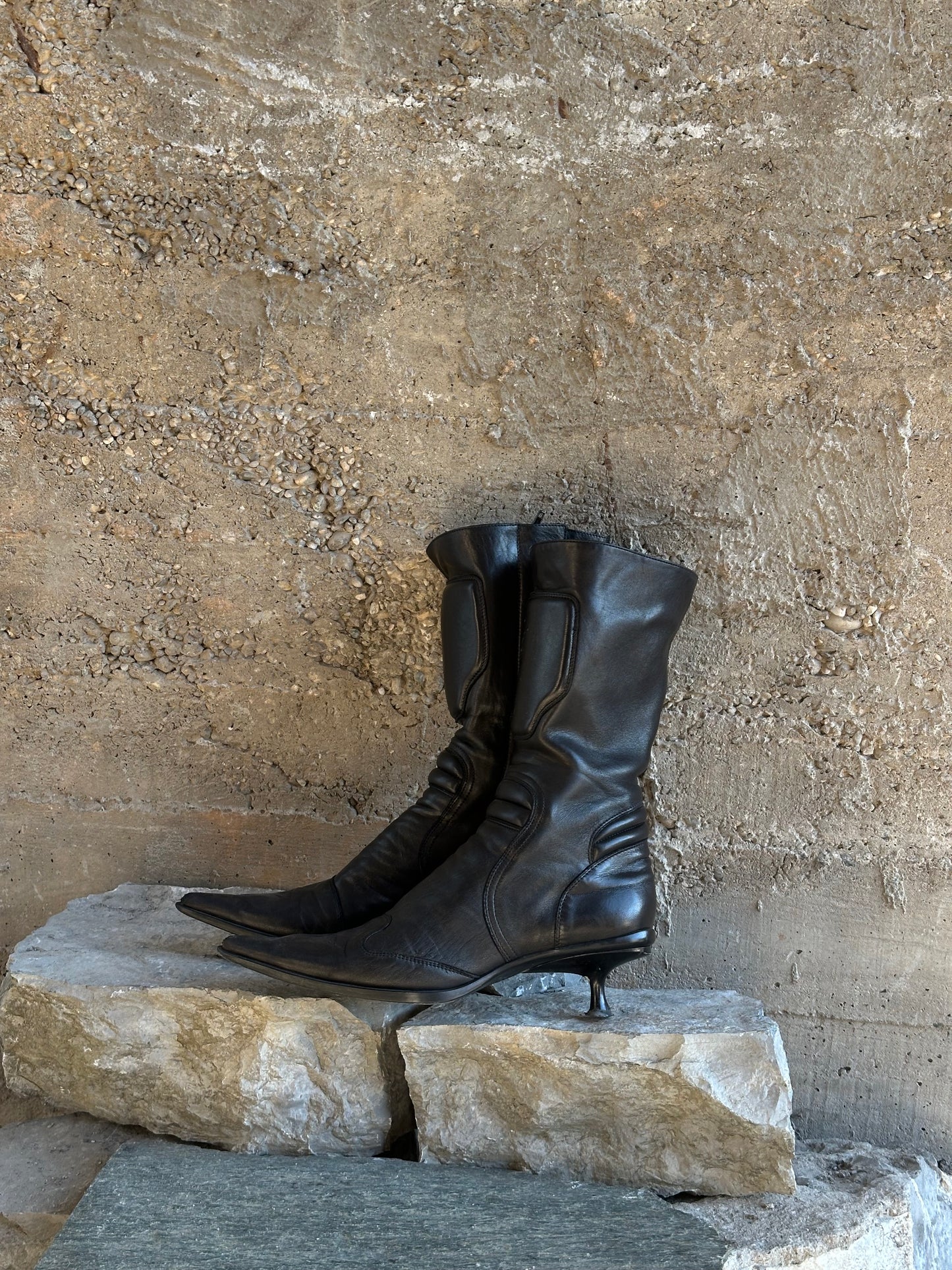 MIU MIU MOTOR LEATHER BOOTS