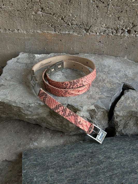 BLUMARINE PINK SNAKE SKIN LEATHER BELT