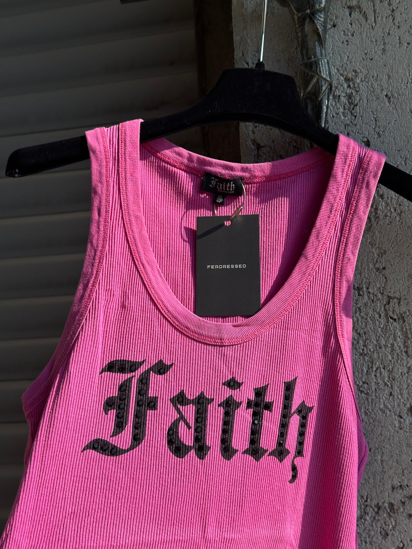 FAITH PINK RHINESTONES TANK TOP