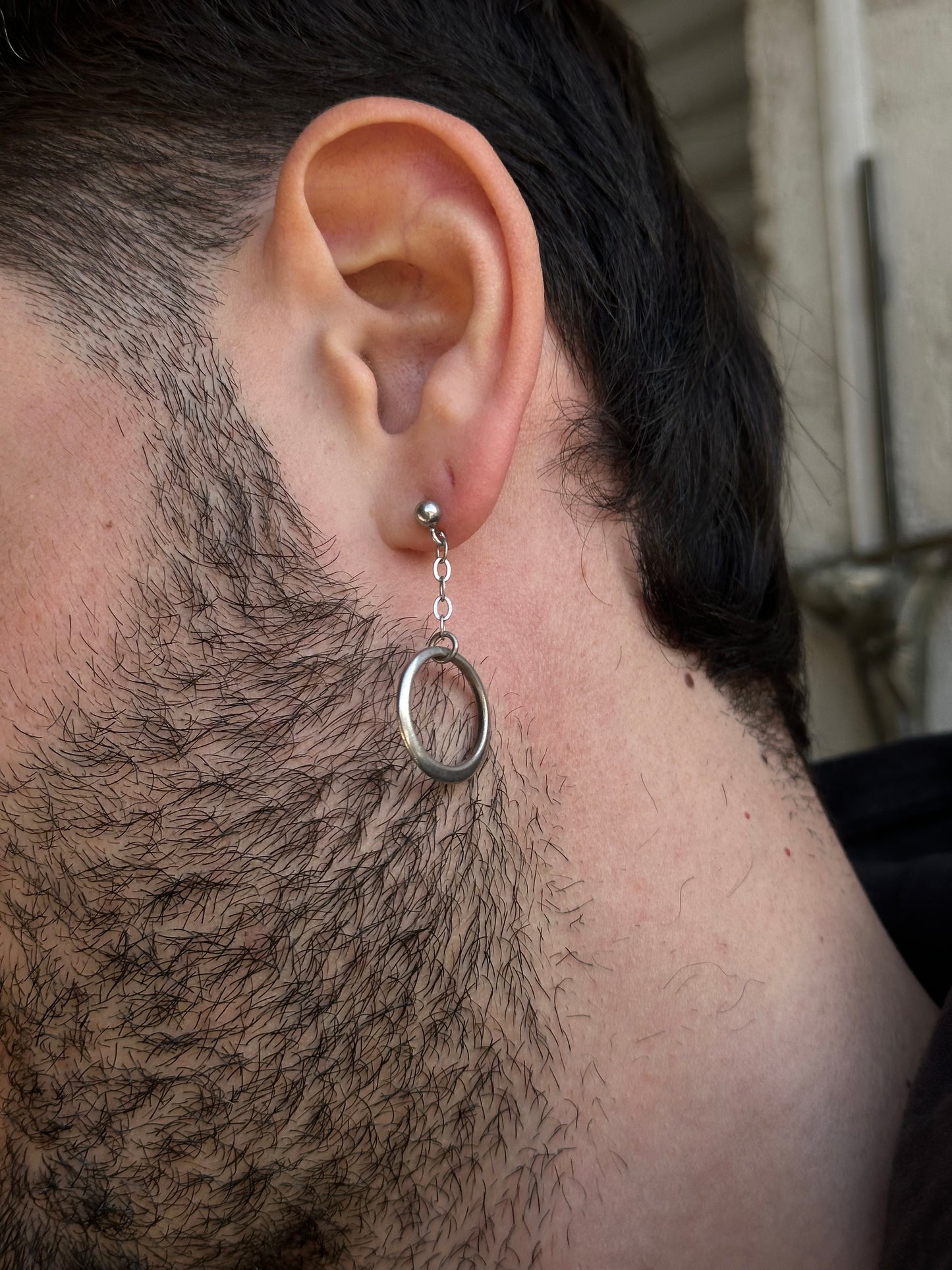 SILVER DANGLING HOOP EARRINGS